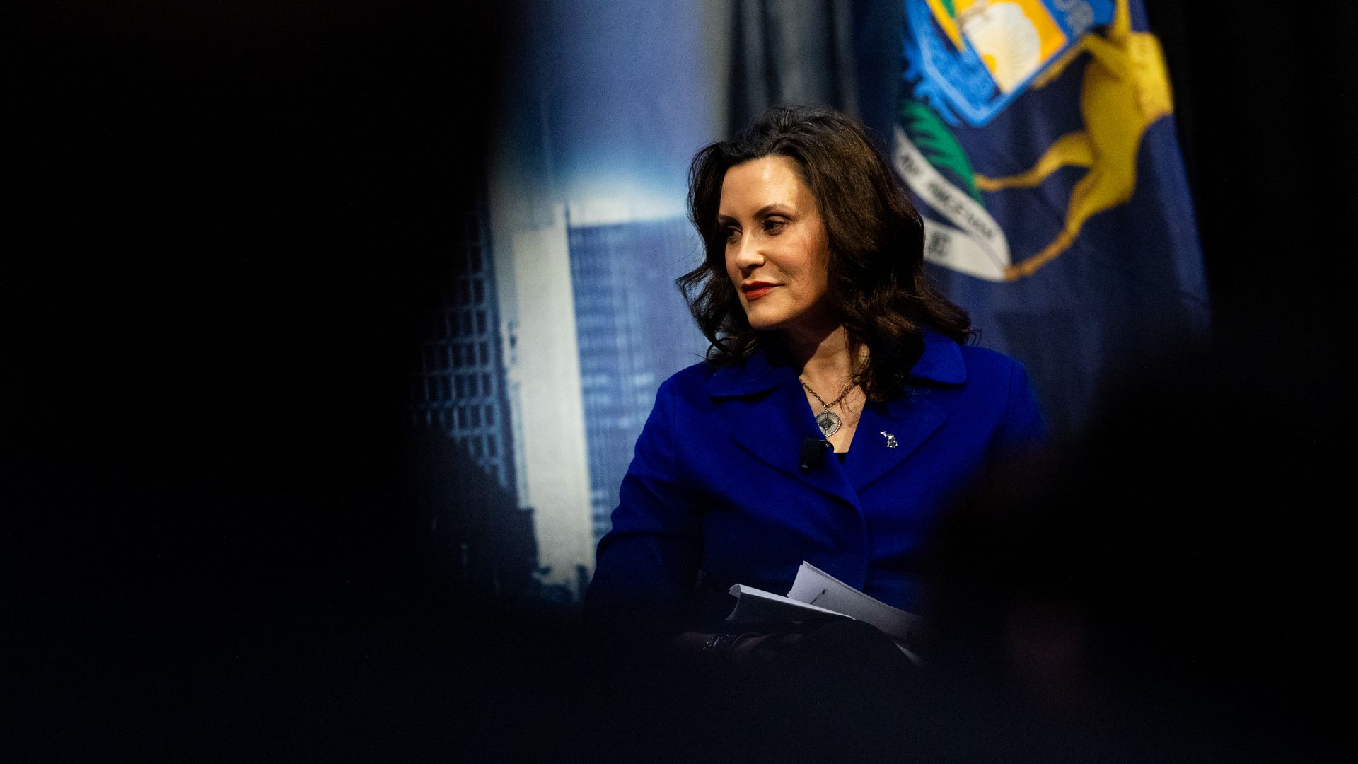 Gov. Gretchen Whitmer during a fireside conversation with U.S. Treasury secretary Janet Yellen in Detroit last month. 