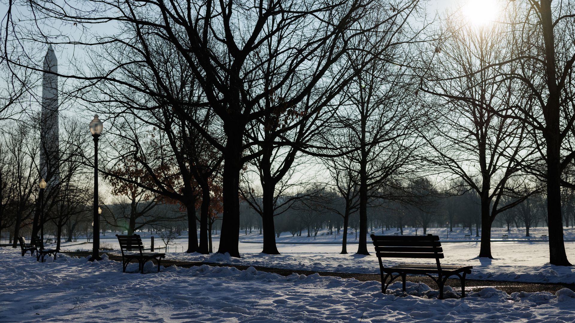 Snow pack covers the National Mall
