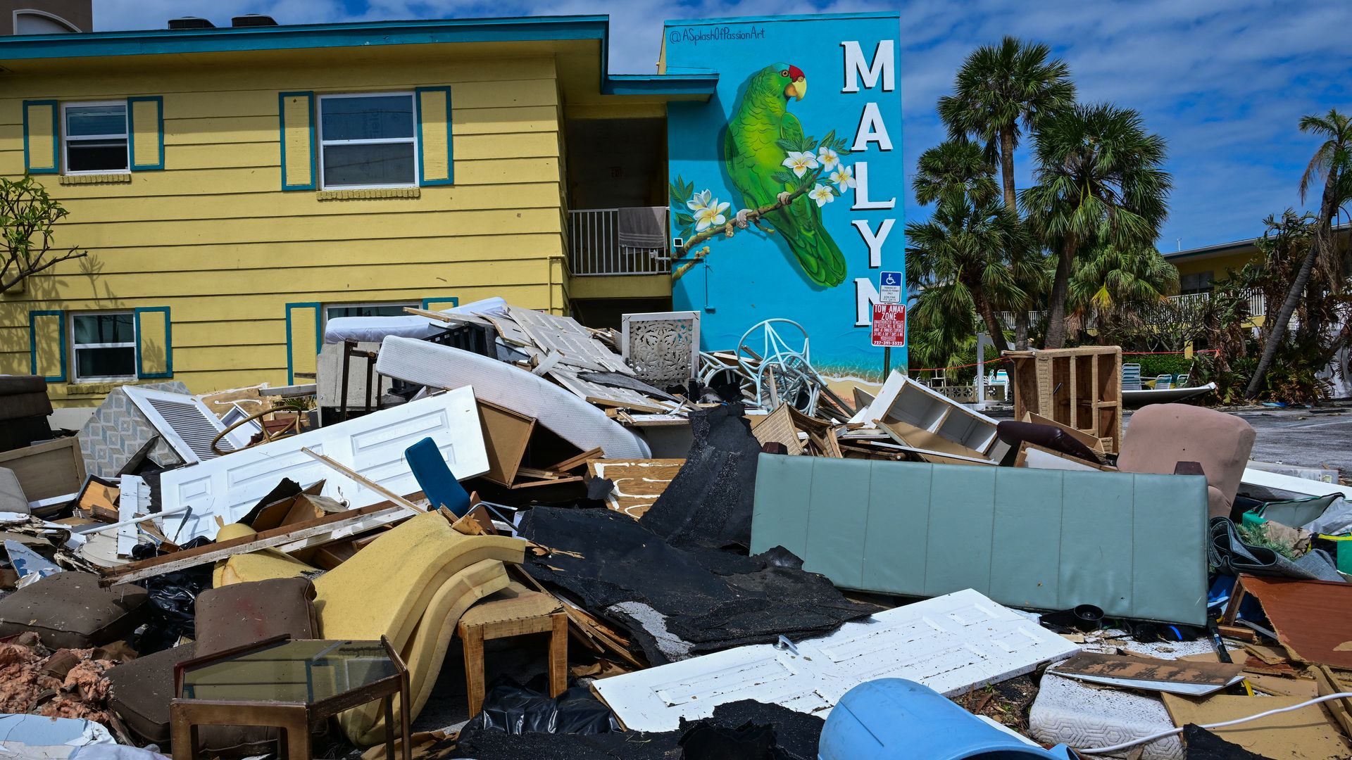 Debris is seen on a street in the aftermath of Hurricane Milton in Treasure Island, Florida, on Oct. 11, 2024. 