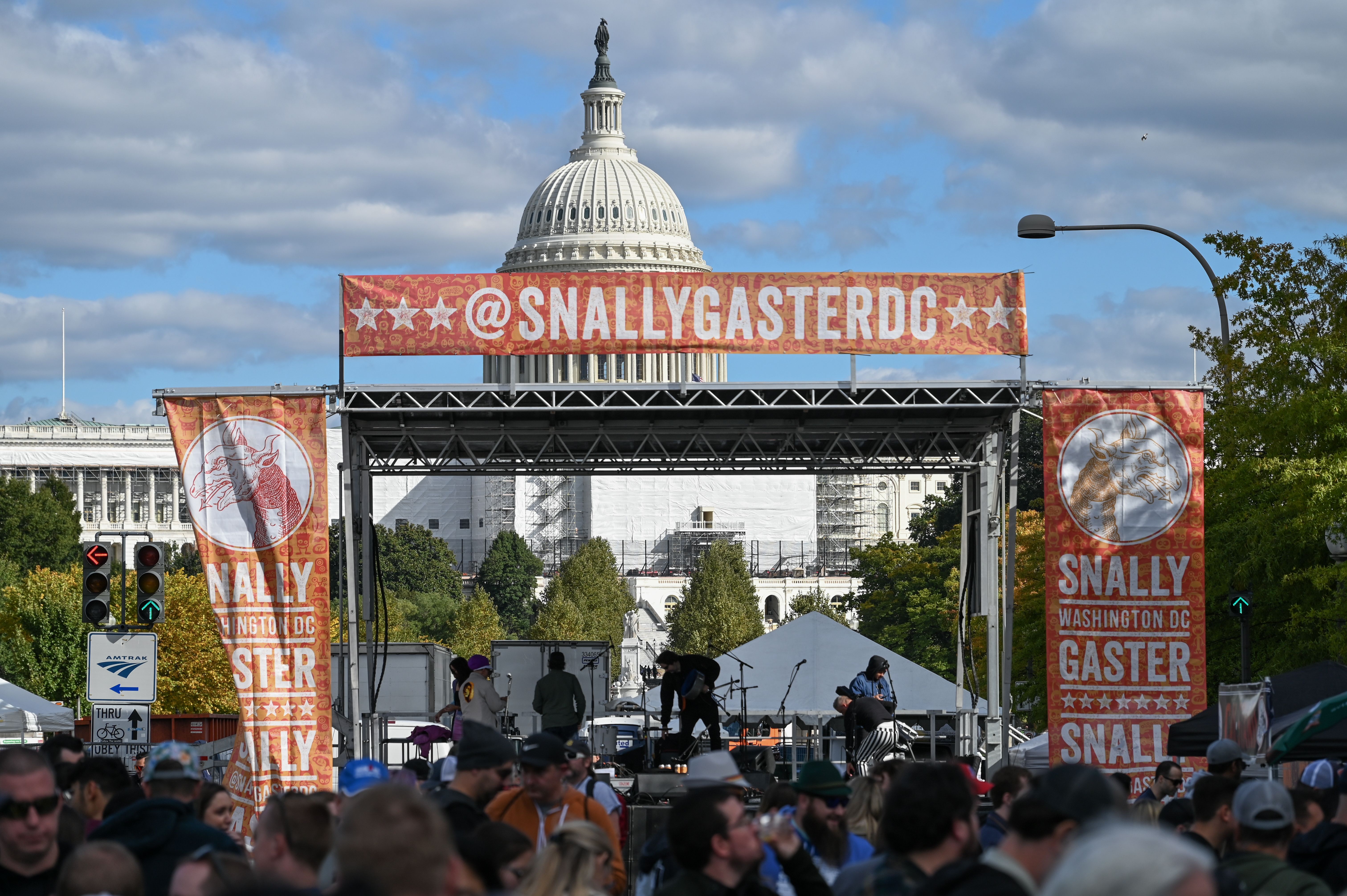 A concert stage in front of the US Capitol Building