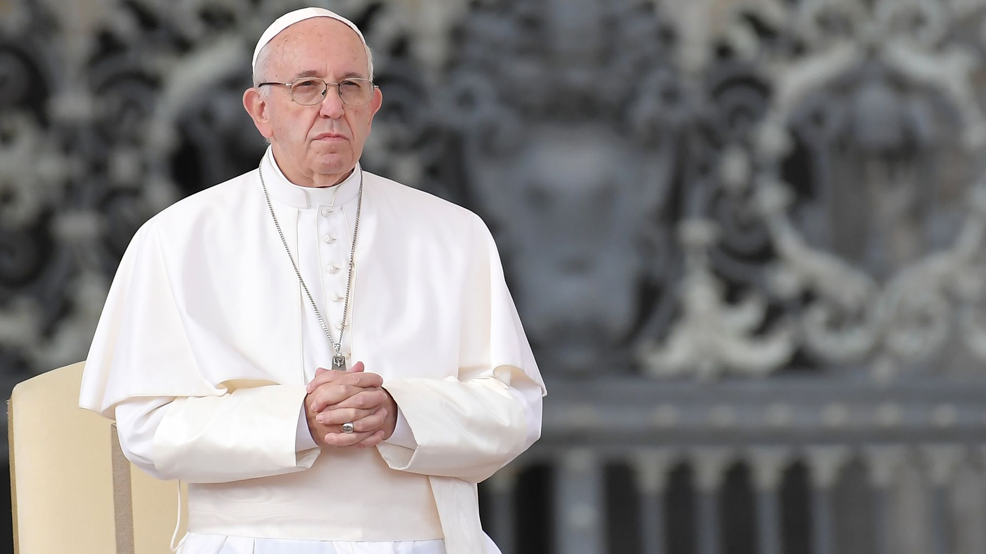 The pope standing.