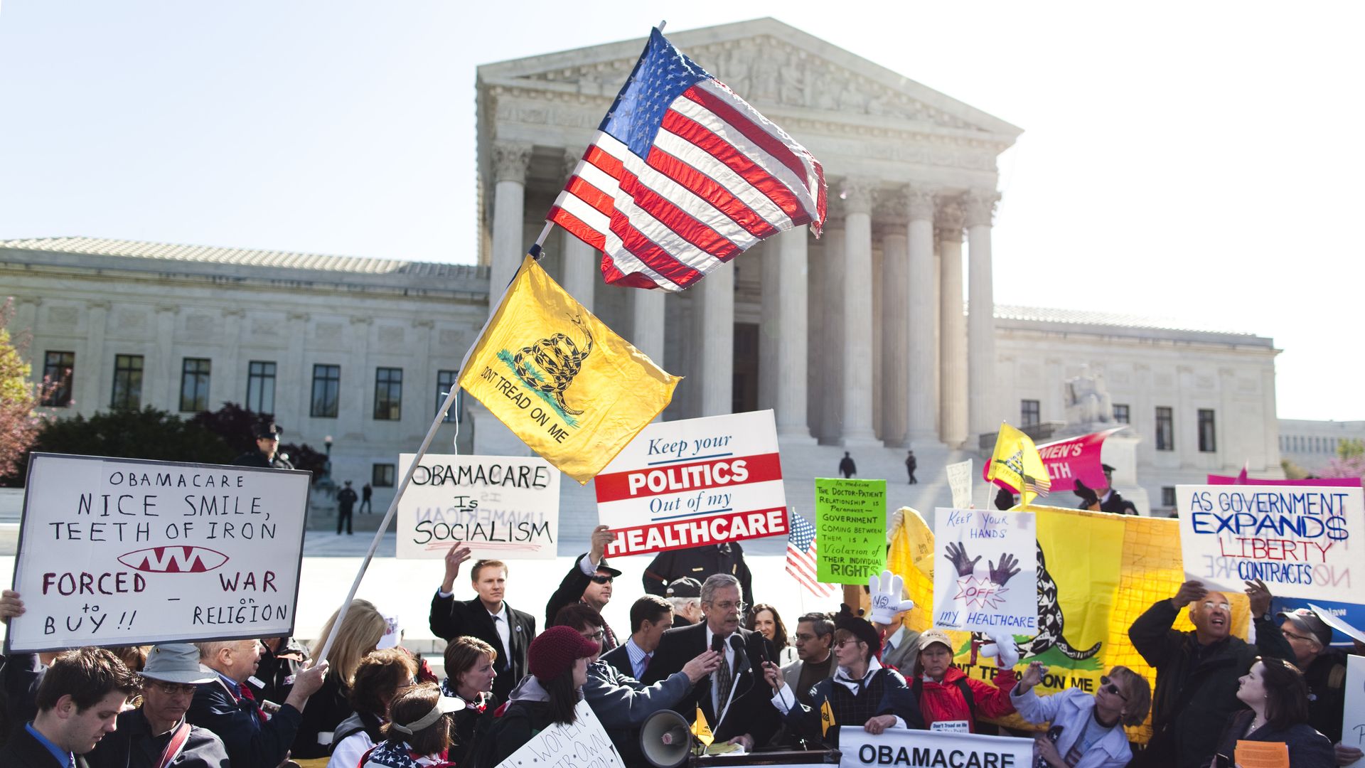 Affordable Care Act protesters in front of the Supreme Court