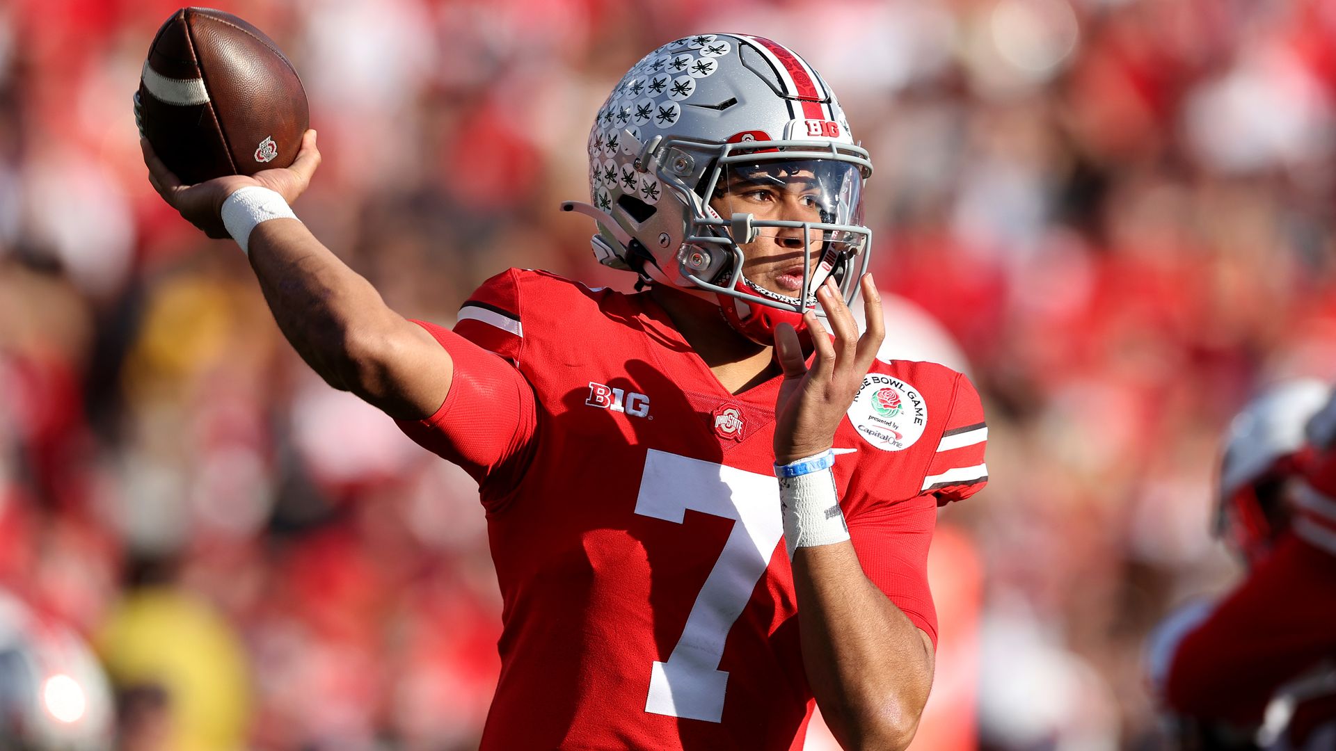 C.J. Stroud throws a pass
