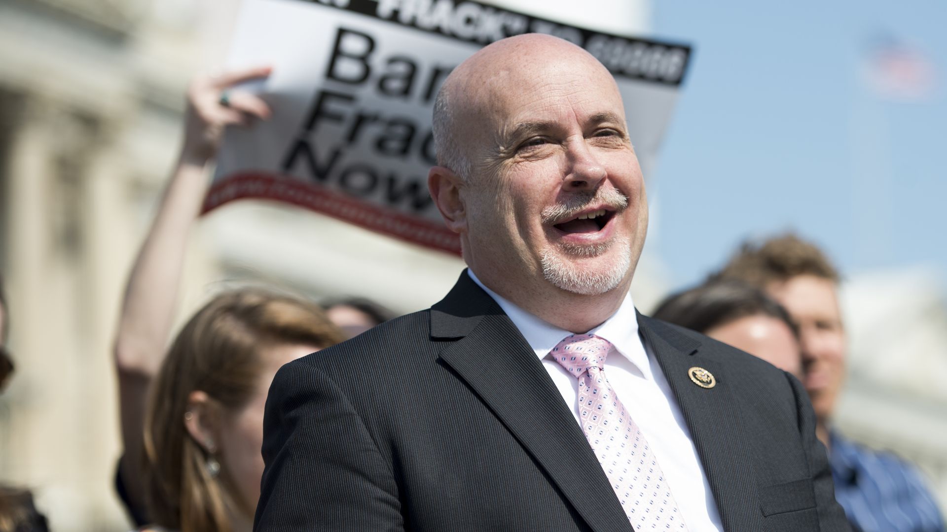 Rep. Mark Pocan is seen speaking in front of the Capitol.