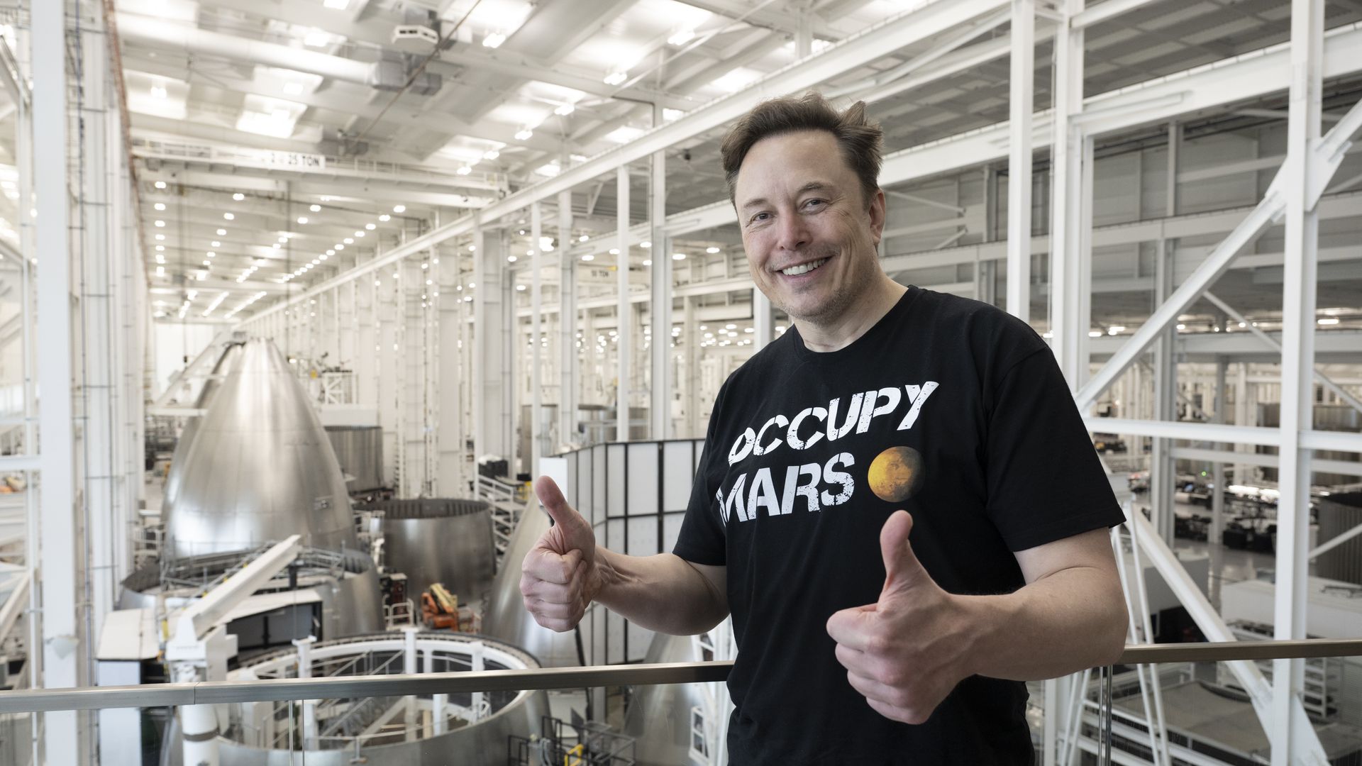Elon Musk at a SpaceX factory in Texas