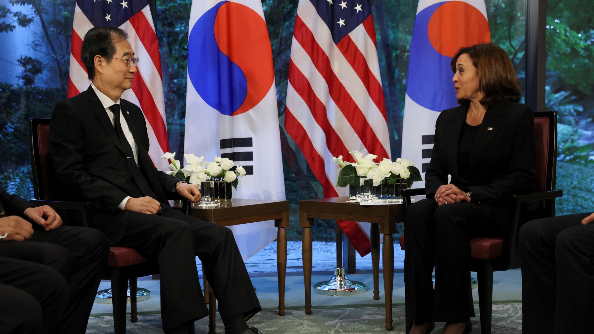 Vice President Kamala Harris during a meeting with South Korean Prime Minister Han Duck-soo in Tokyo on Sept. 27.