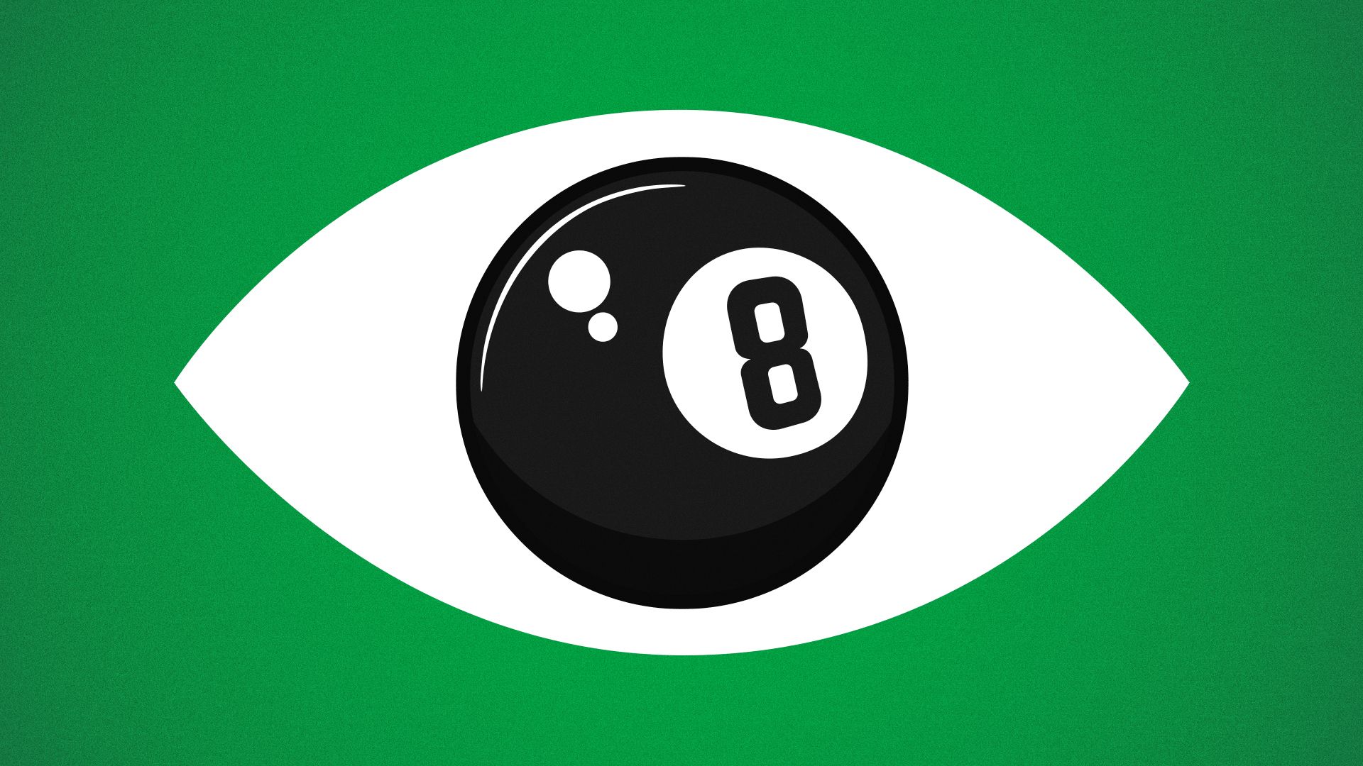 Illustration of an eye with an eight-ball as a pupil.