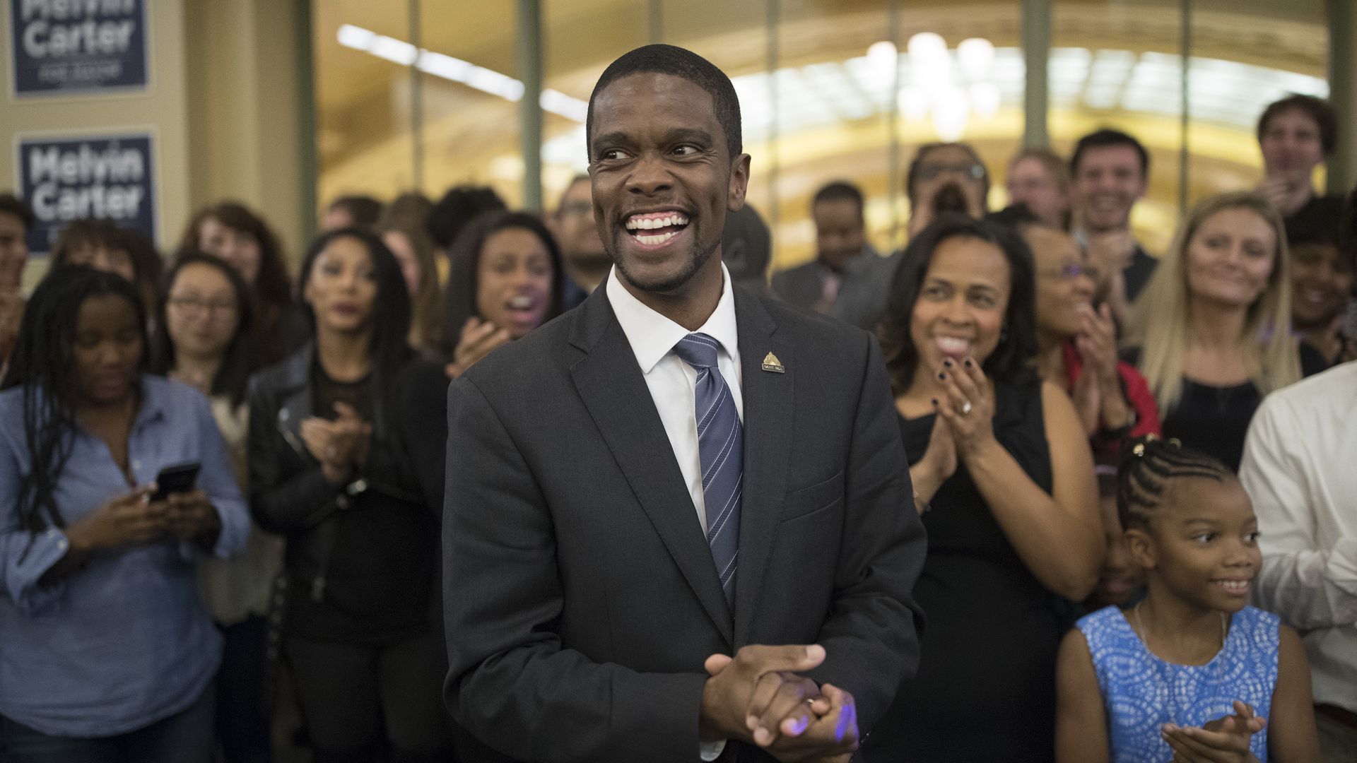 MAyor carter happy at an election party