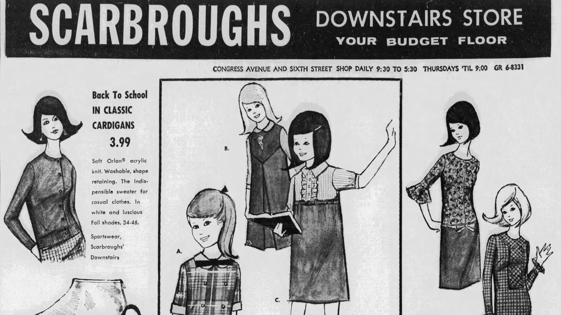 A newspaper ad with back to school fashions.