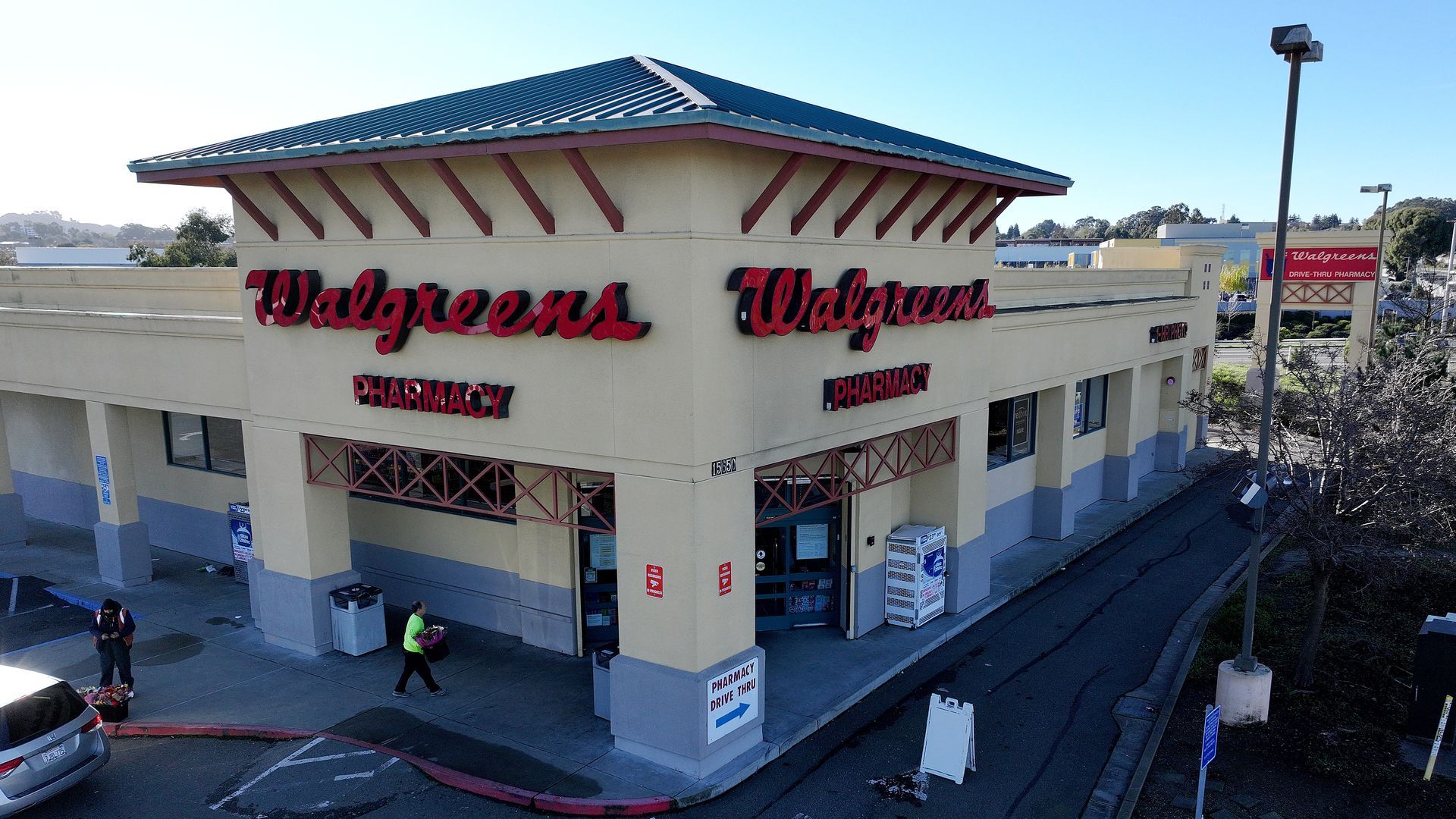 The exterior of a Walgreens pharmacy