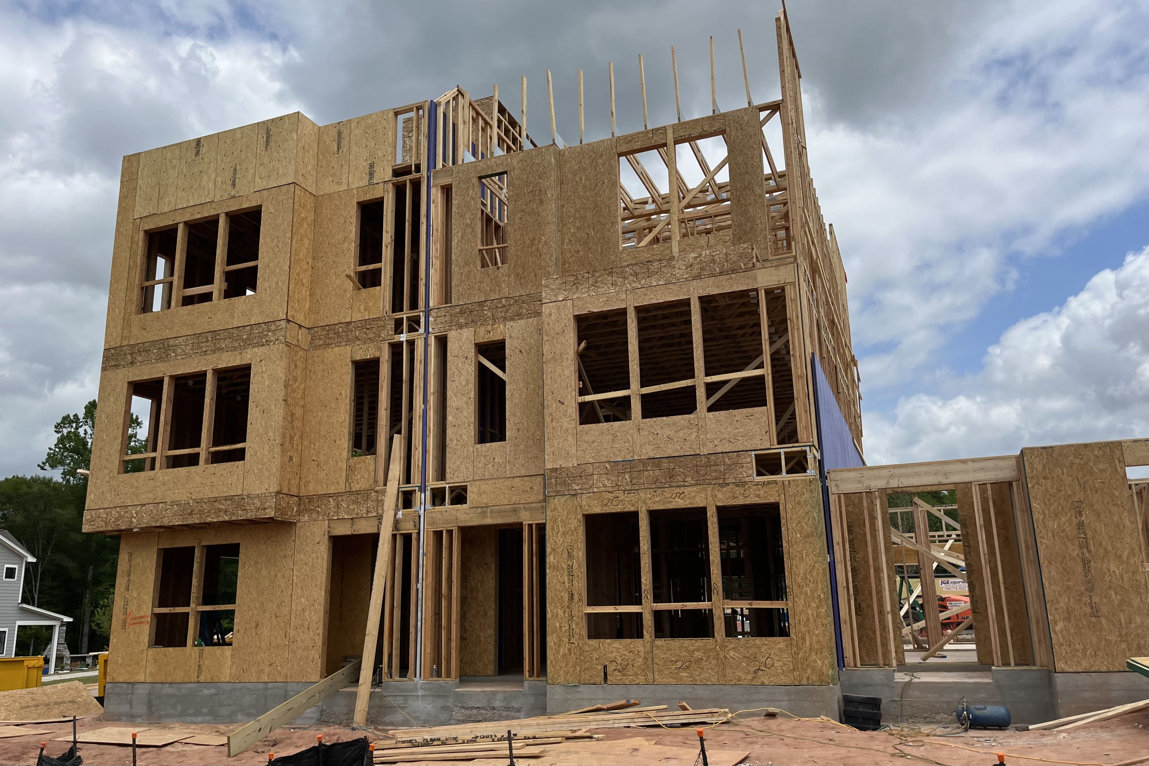 Wood frame for future townhomes