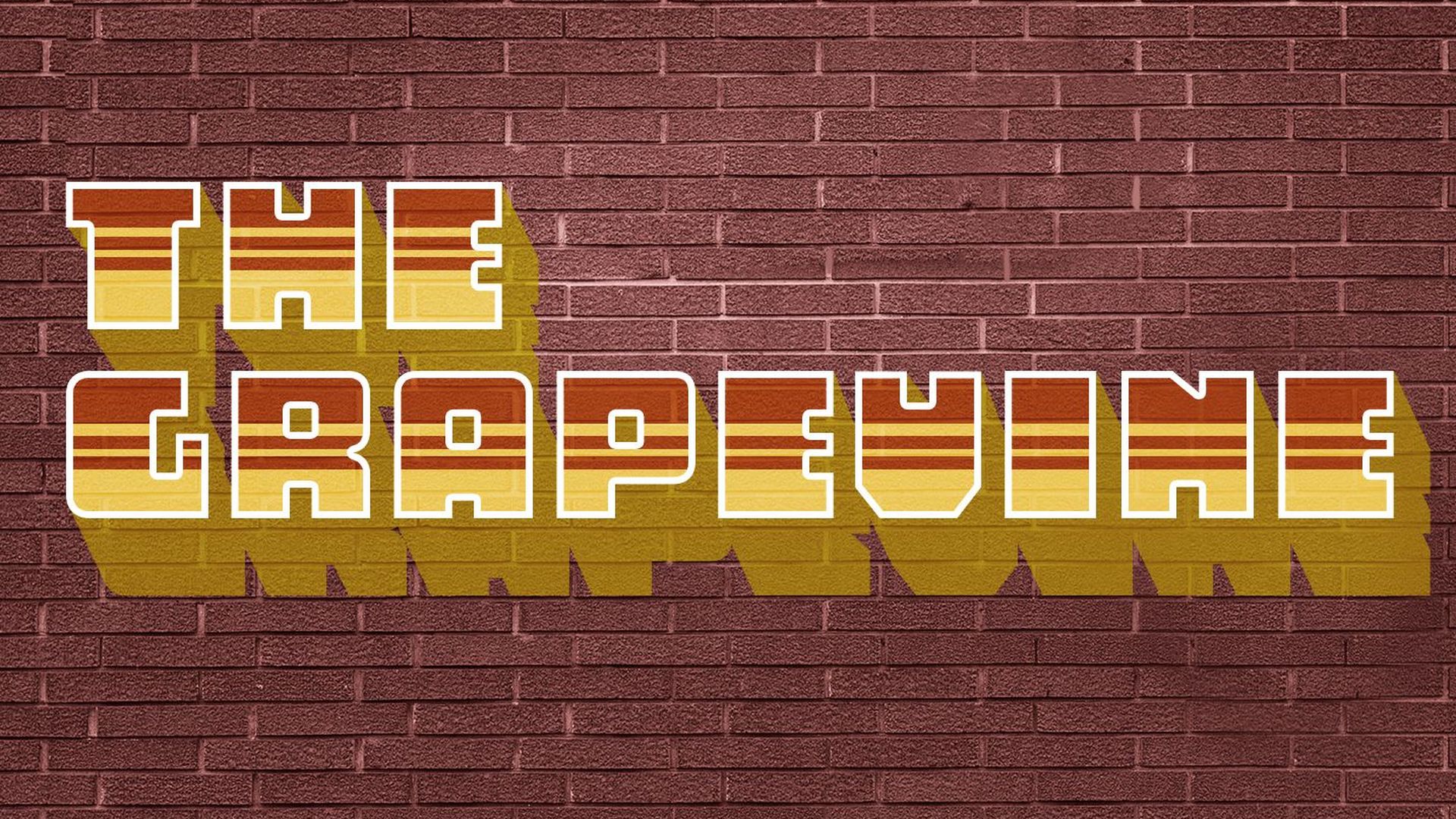 Illustration of "The Grapevine" as a mural on a brick wall.