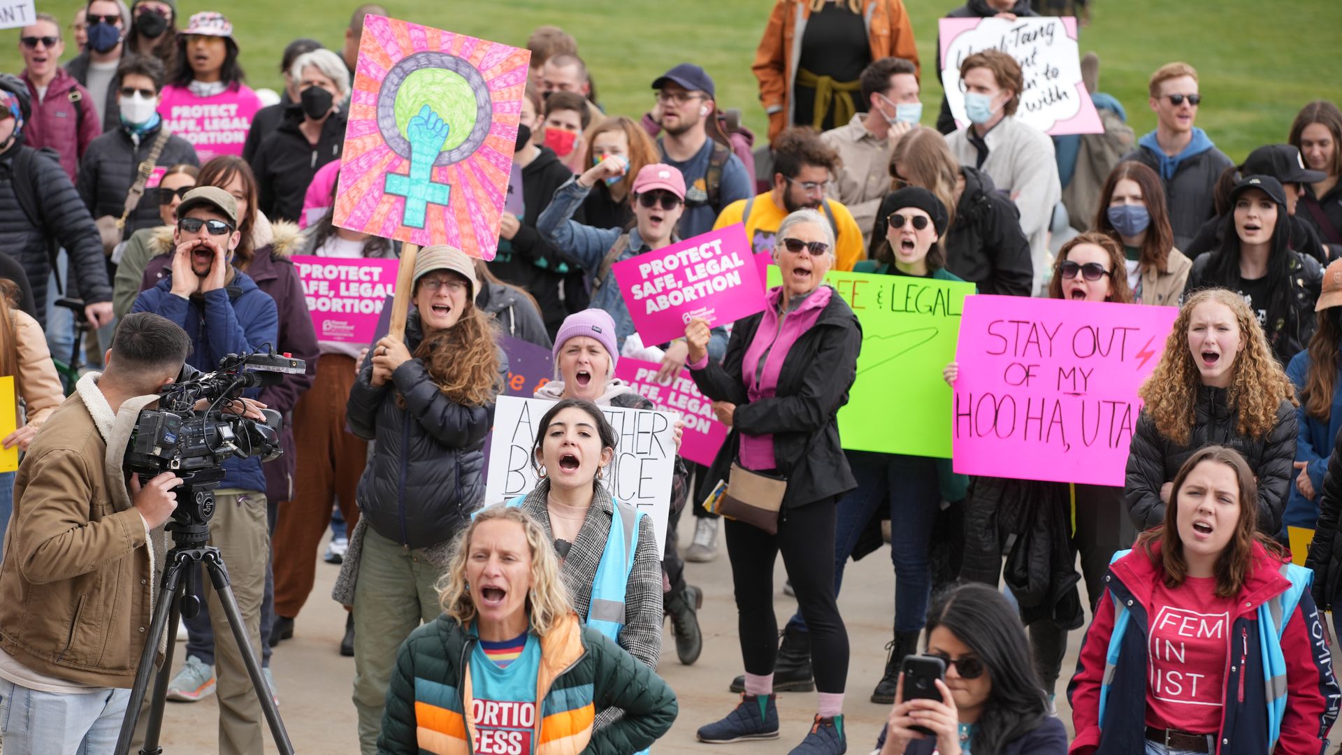 Advocates for abortion rights demonstrating outside the state capitol building in Salt Lake City, Utah, in May 2022.