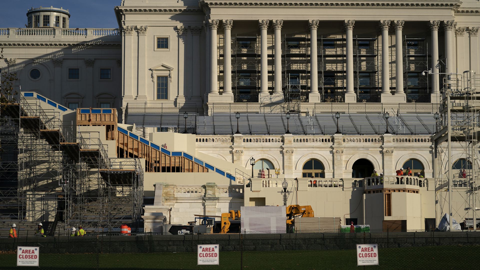 The inaugural platform takes shape this week on the West Front of the U.S. Capitol.
