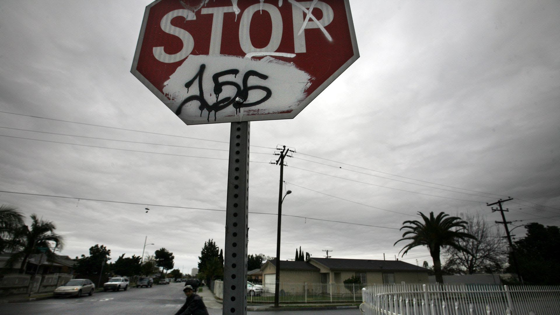 A gloomy stop sign