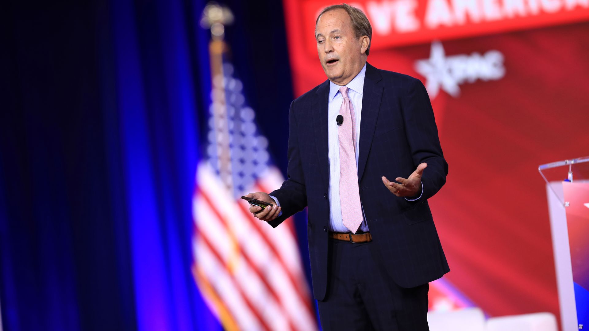 Ken Paxton, Texas attorney general, speaks during the Conservative Political Action Conference (CPAC) in Dallas, Texas, US, on Friday, Aug. 5.