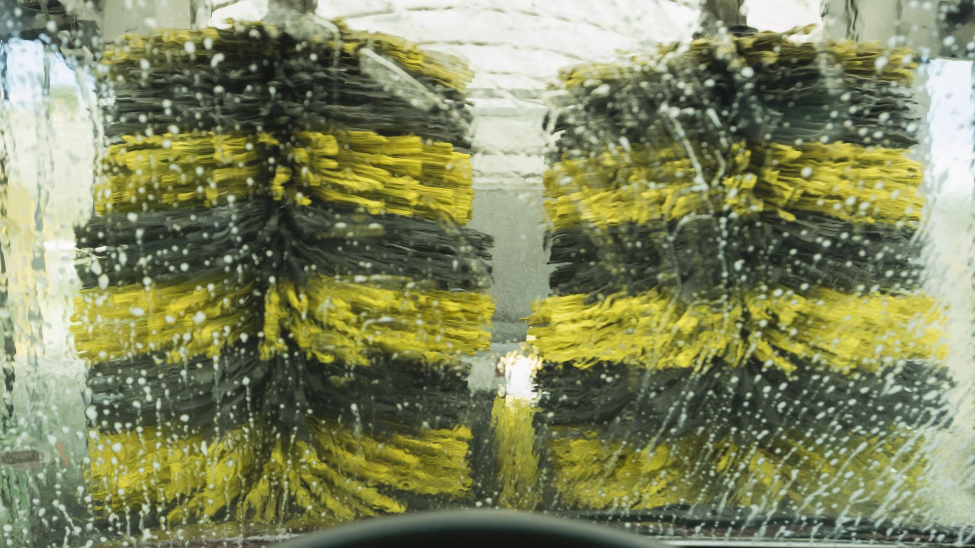Image of a car wash from inside a vehicle