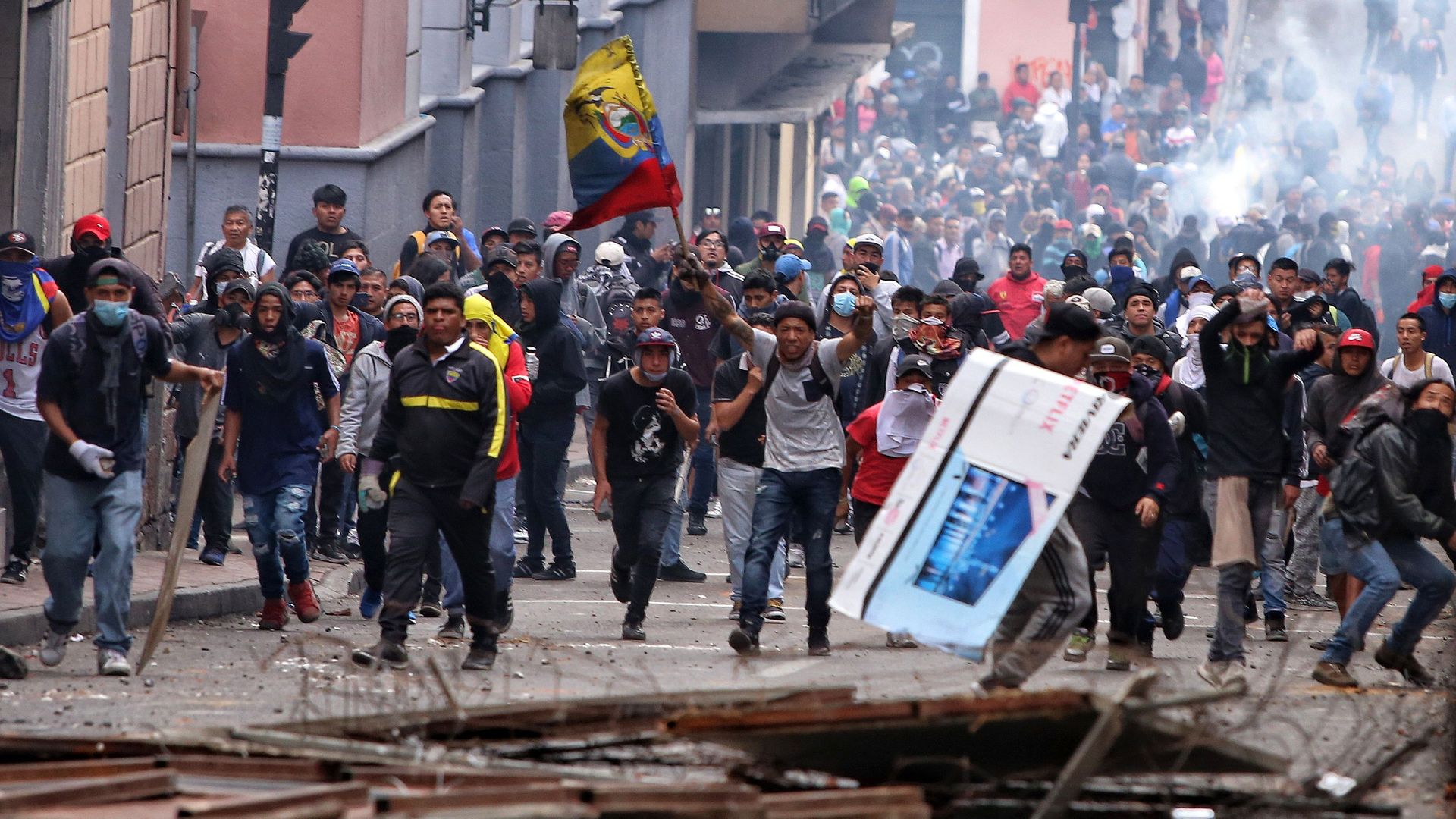 Protestors in Quito on Oct. 7.