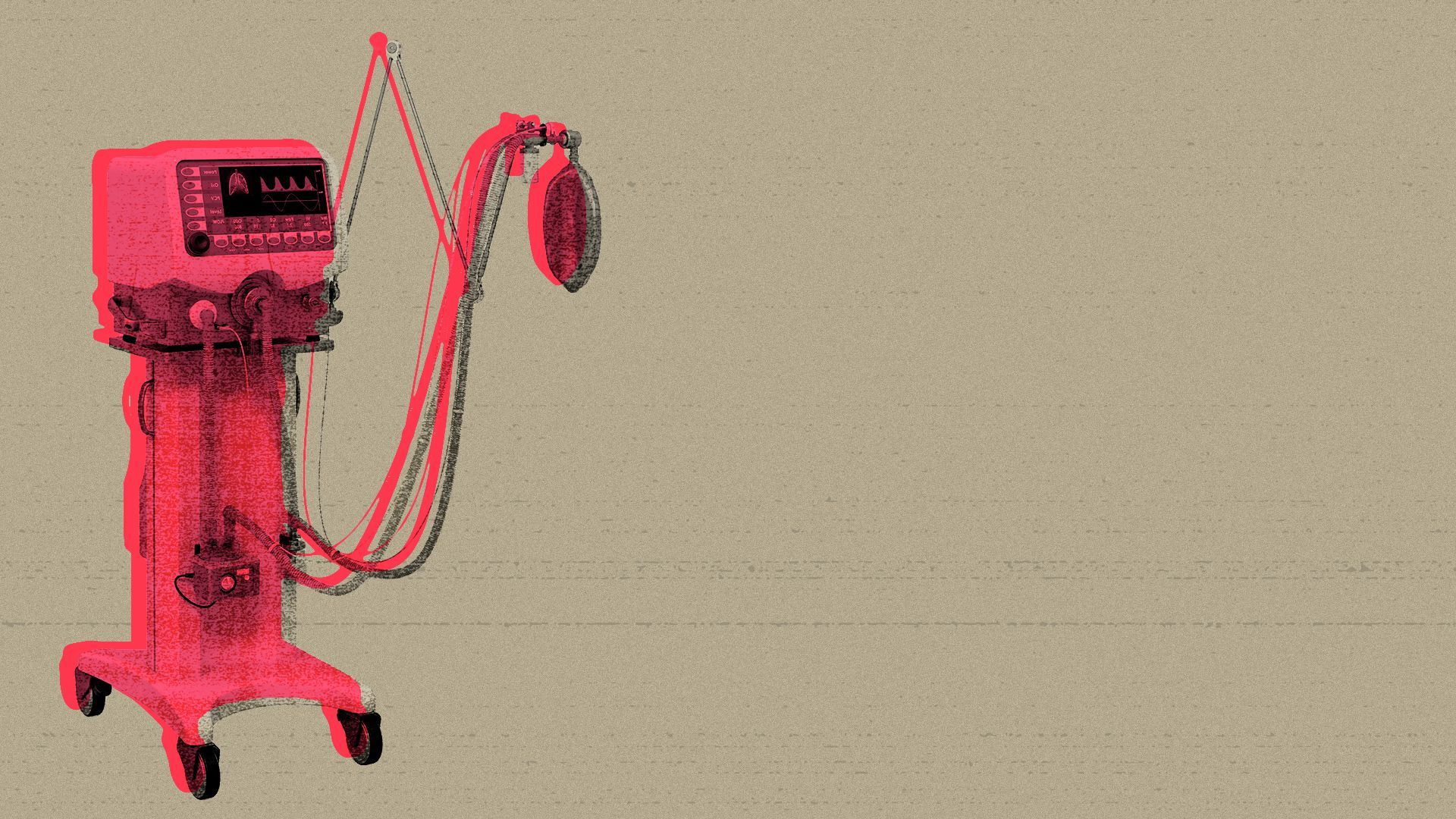 Illustrated collage of a ventilator.