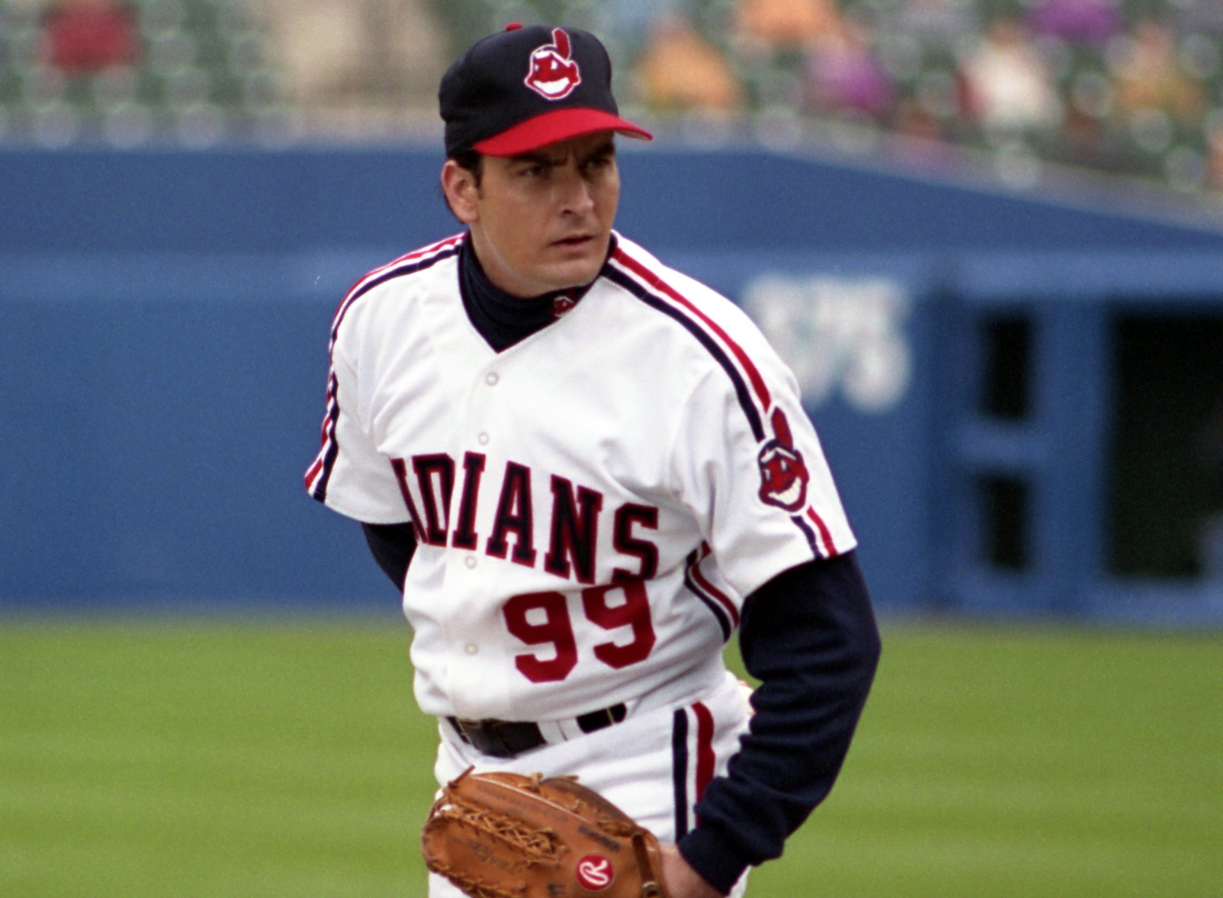 Charlie Sheen in a Cleveland Indians uniform.