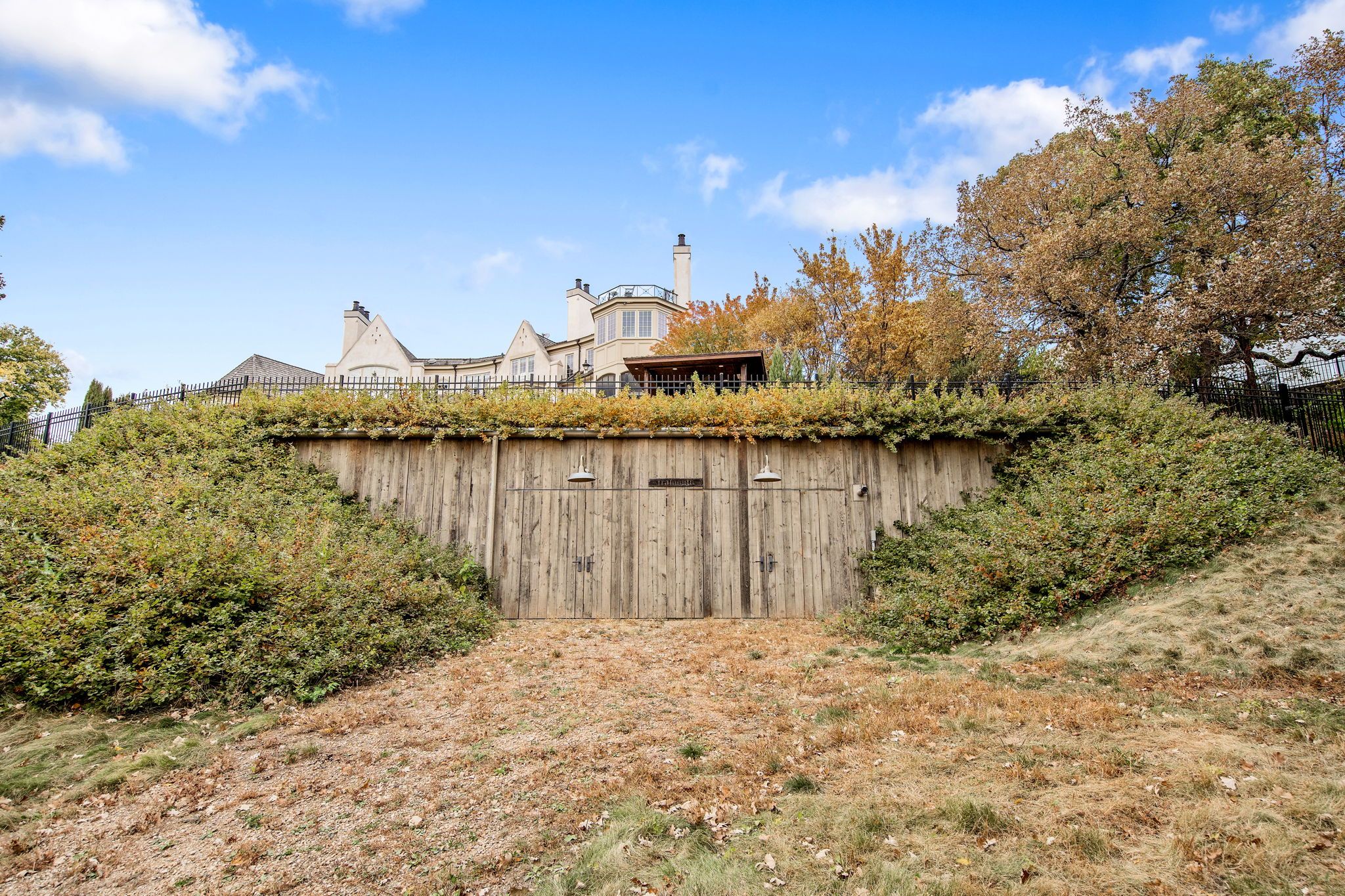 A hill with a bunker built into it.