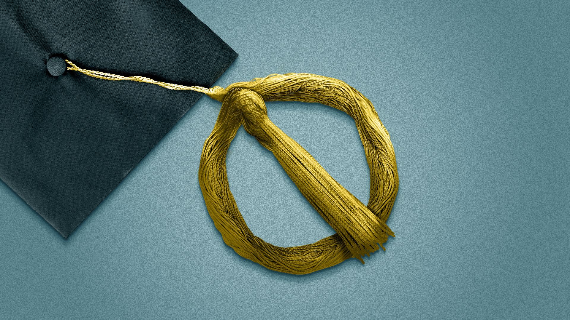 Illustration of a graduation cap with the tassel forming a no sign.