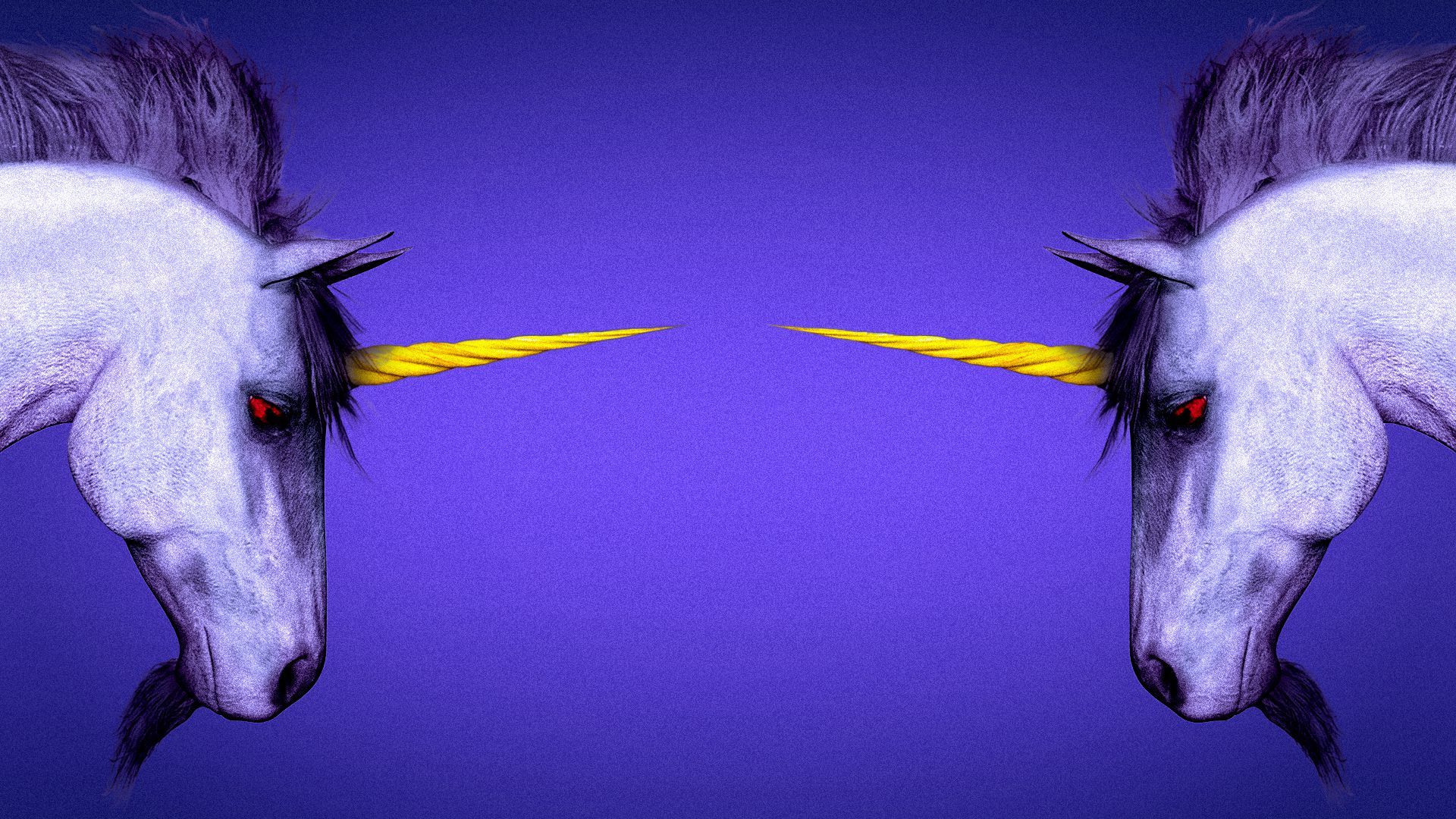 Illustration of two unicorns facing each other.