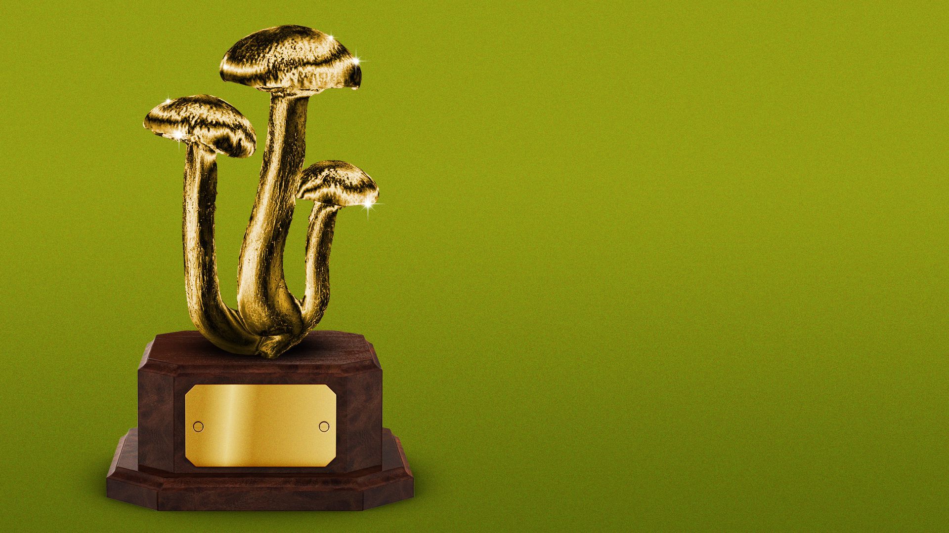 Illustration of a trophy shaped like mushrooms. 