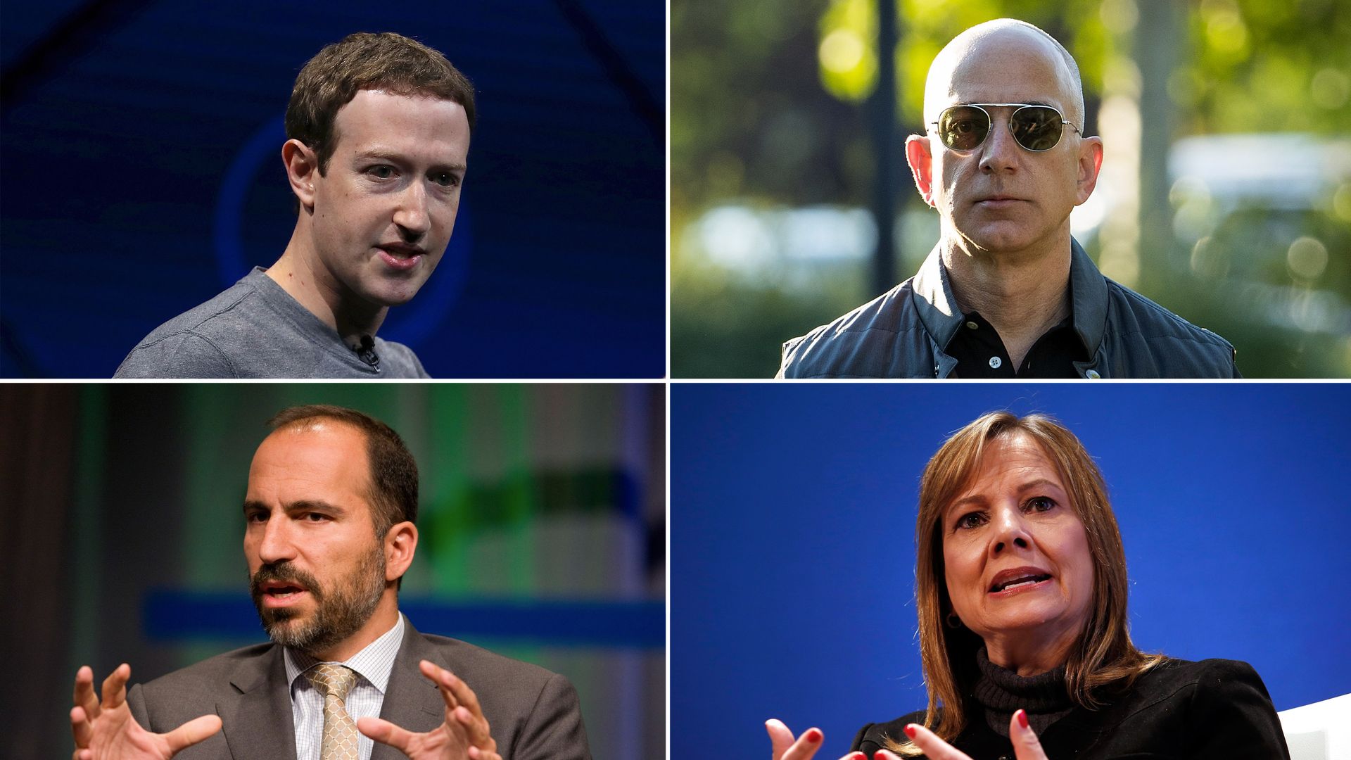 Zuckerberg, Bezos, Barra and Khosrowshahi