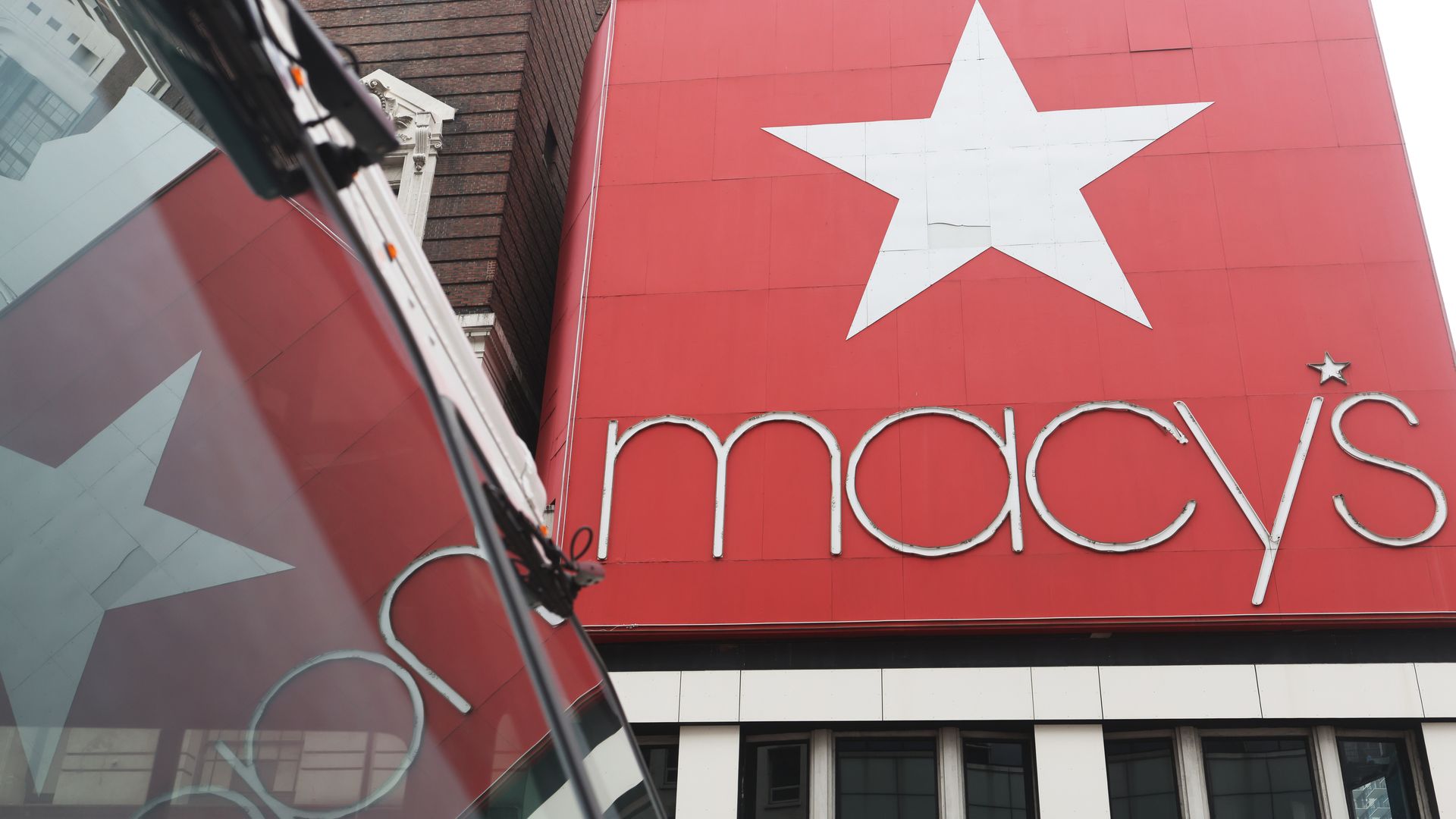 Macy's name emblazoned on the front of its New York City flagship store.