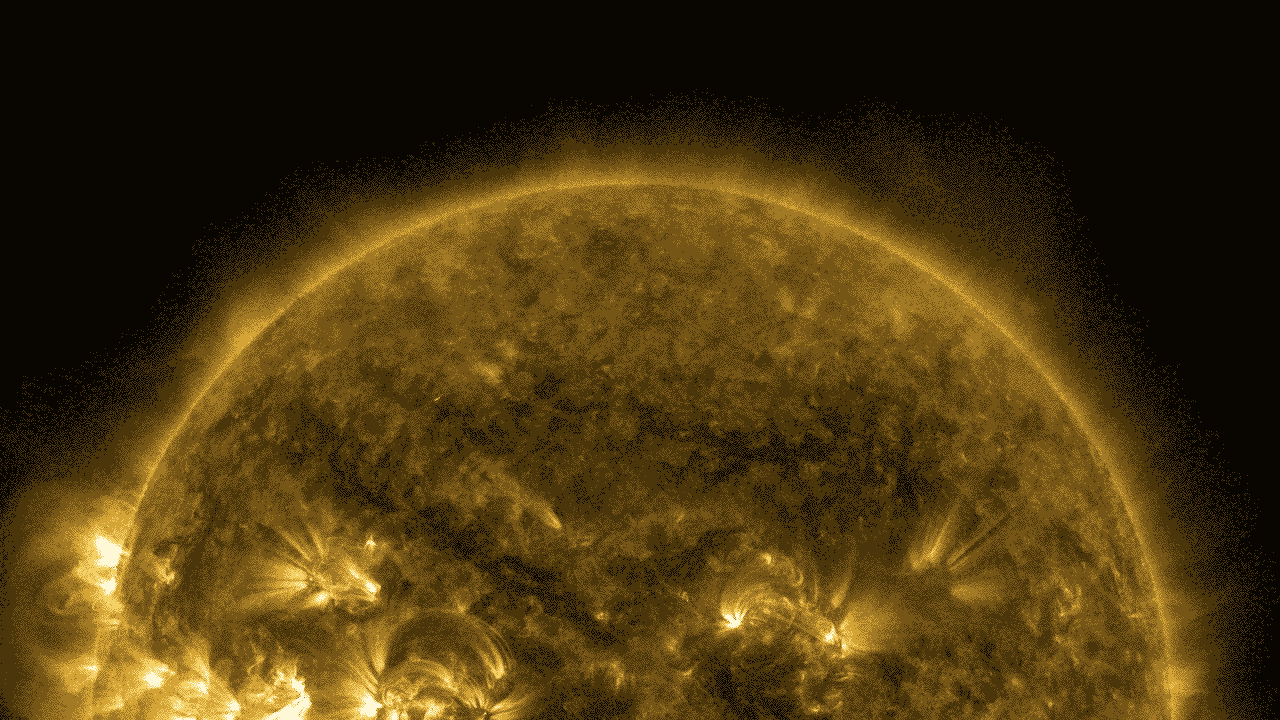 A series of active regions were all lined up one after the other as they rotated into view of NASA's Solar Dynamics Laboratory during three days (Sept. 22-24, 2012).