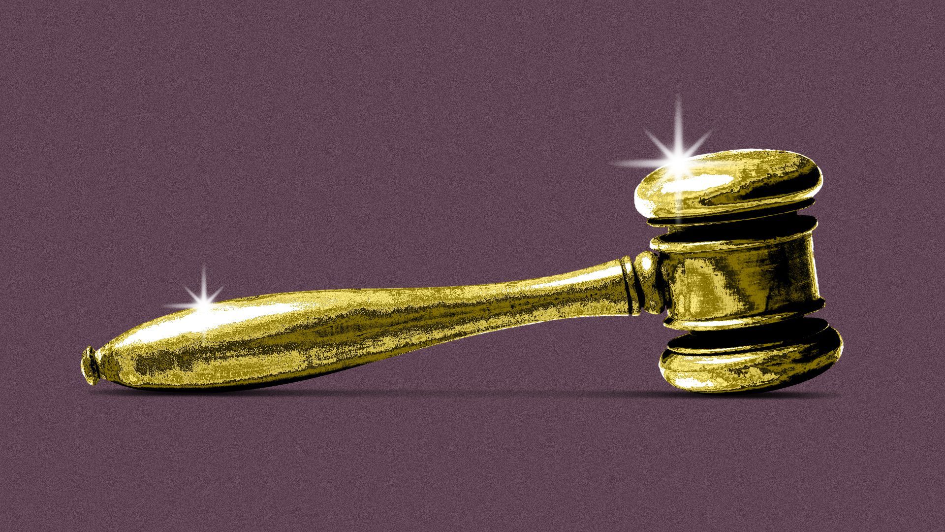 Illustration of a gavel made of gold.