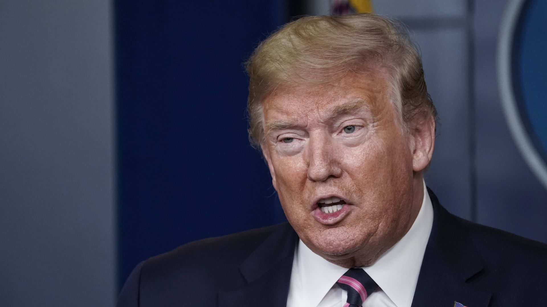 President Trump at a press briefing.