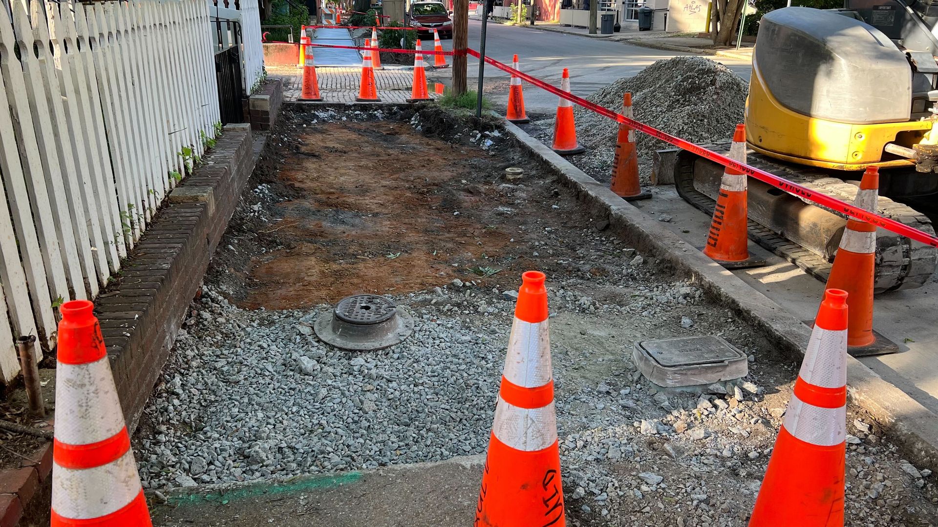 Construction covering the former "gun hole."