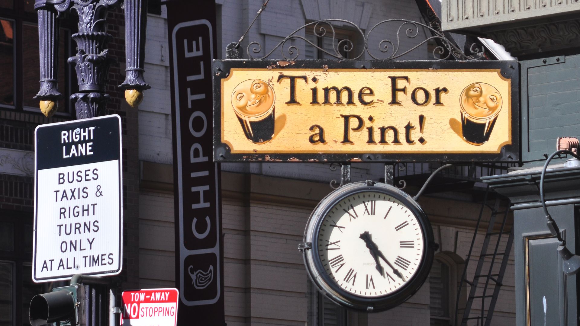 SAN FRANCISCO, CA - MAY 13, 2013: A sign hanging in front of a San Francisco Irish pub advertises Guinness beer. (Photo by Robert Alexander/Getty Images)