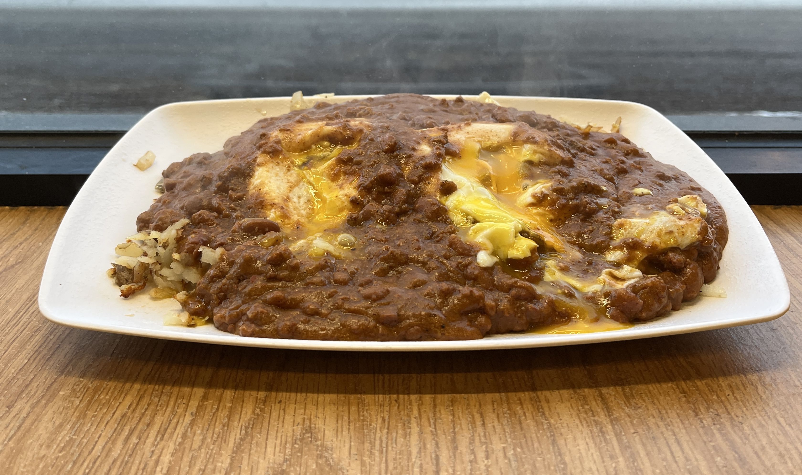 pile of eggs and chili