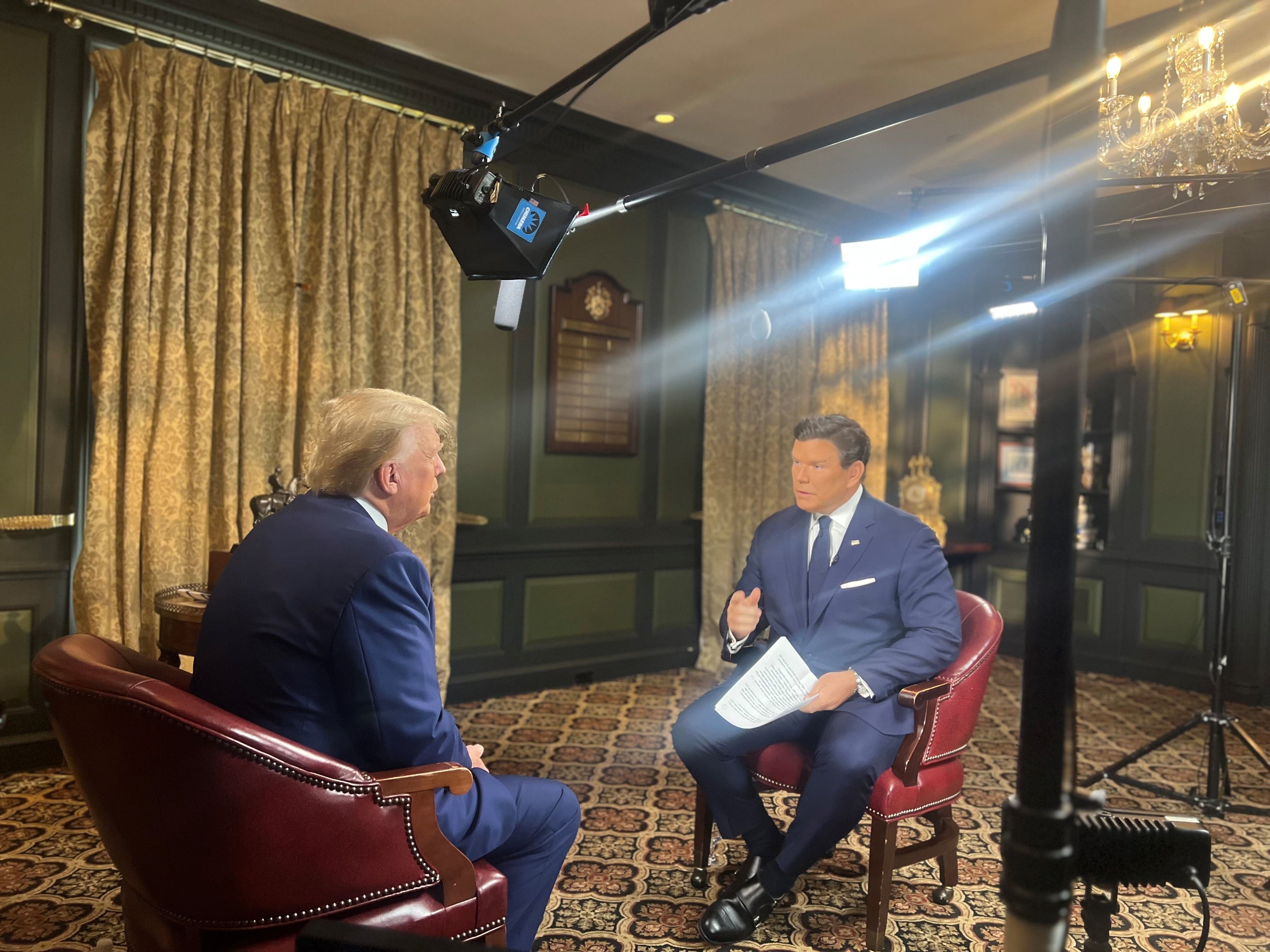 Fox News' Bret Baier interviews President Trump in 2023.