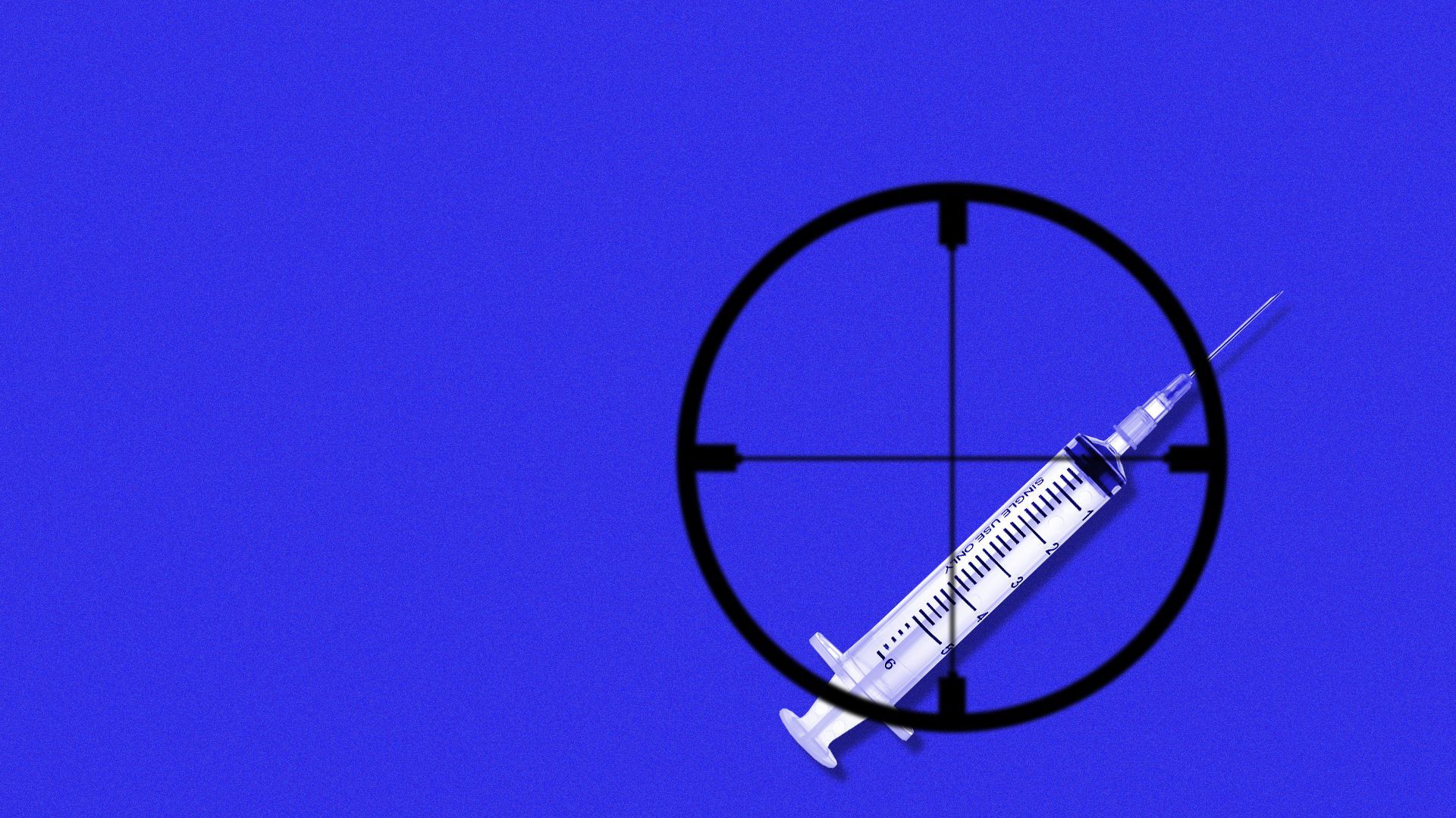 Illustration of crosshairs targeting a syringe