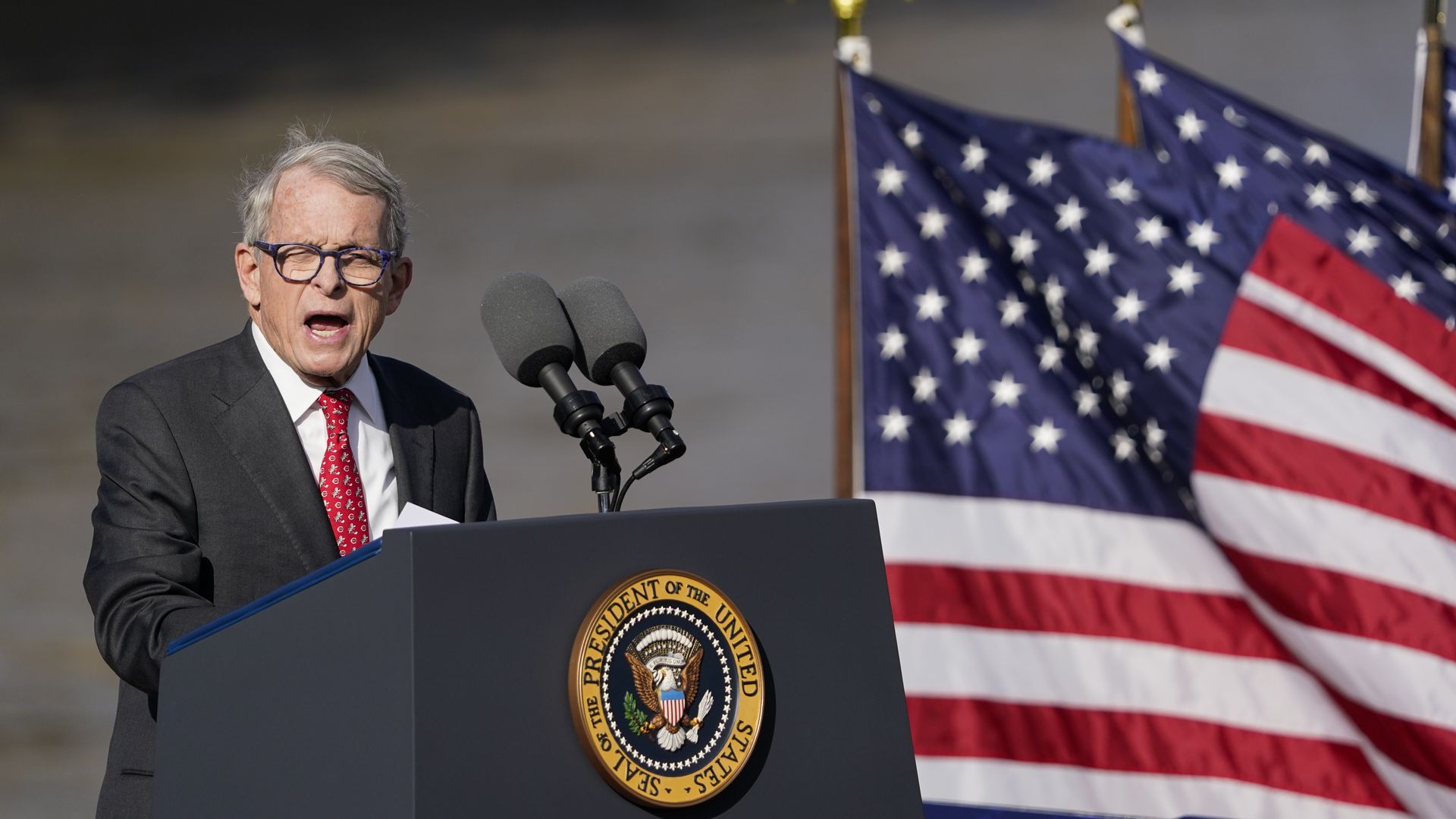 Mike DeWine, governor of Ohio, speaks during an event in Covington, Kentucky, US, on Wednesday, Jan. 4.