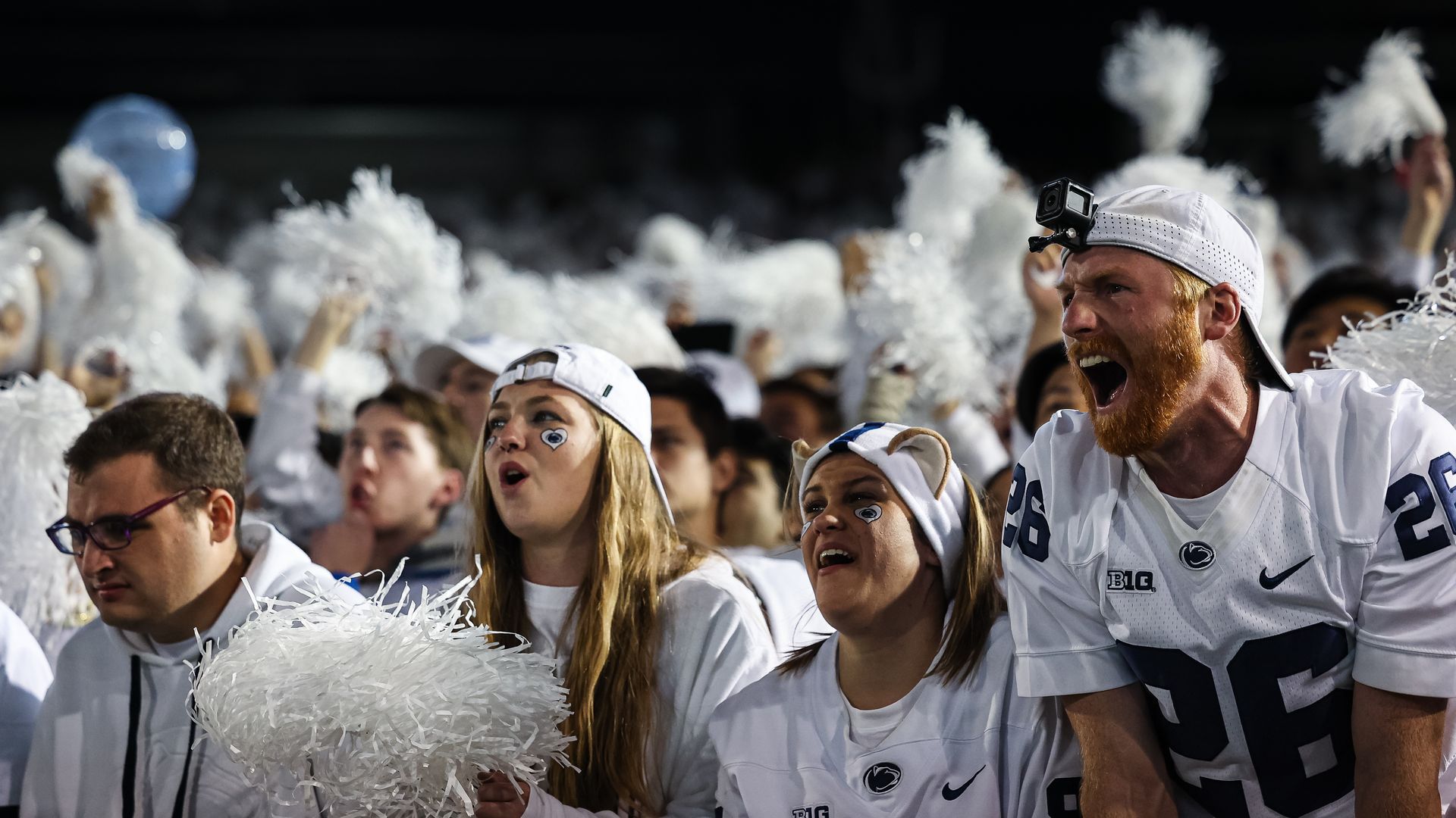 college football fans cheering