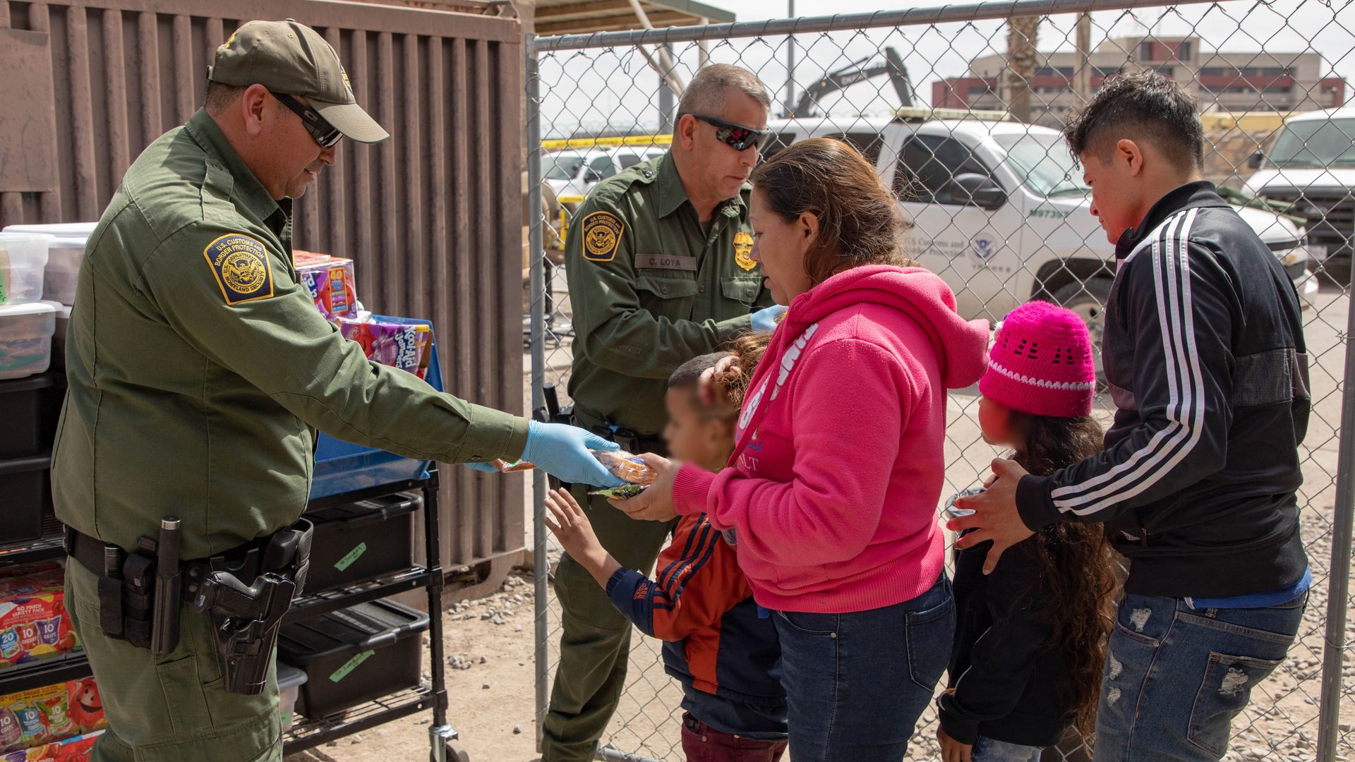 Border patrol agents encountering immigrants at the southern border.
