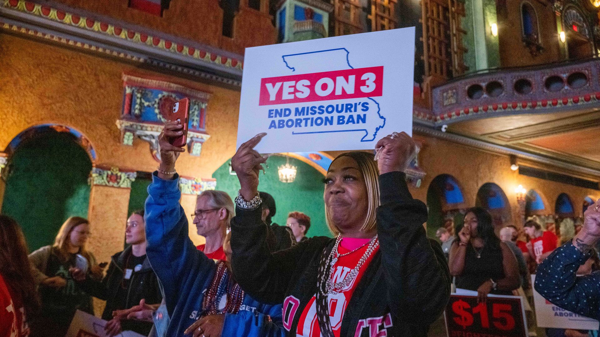 Missouri abortion-rights protesters on election day.