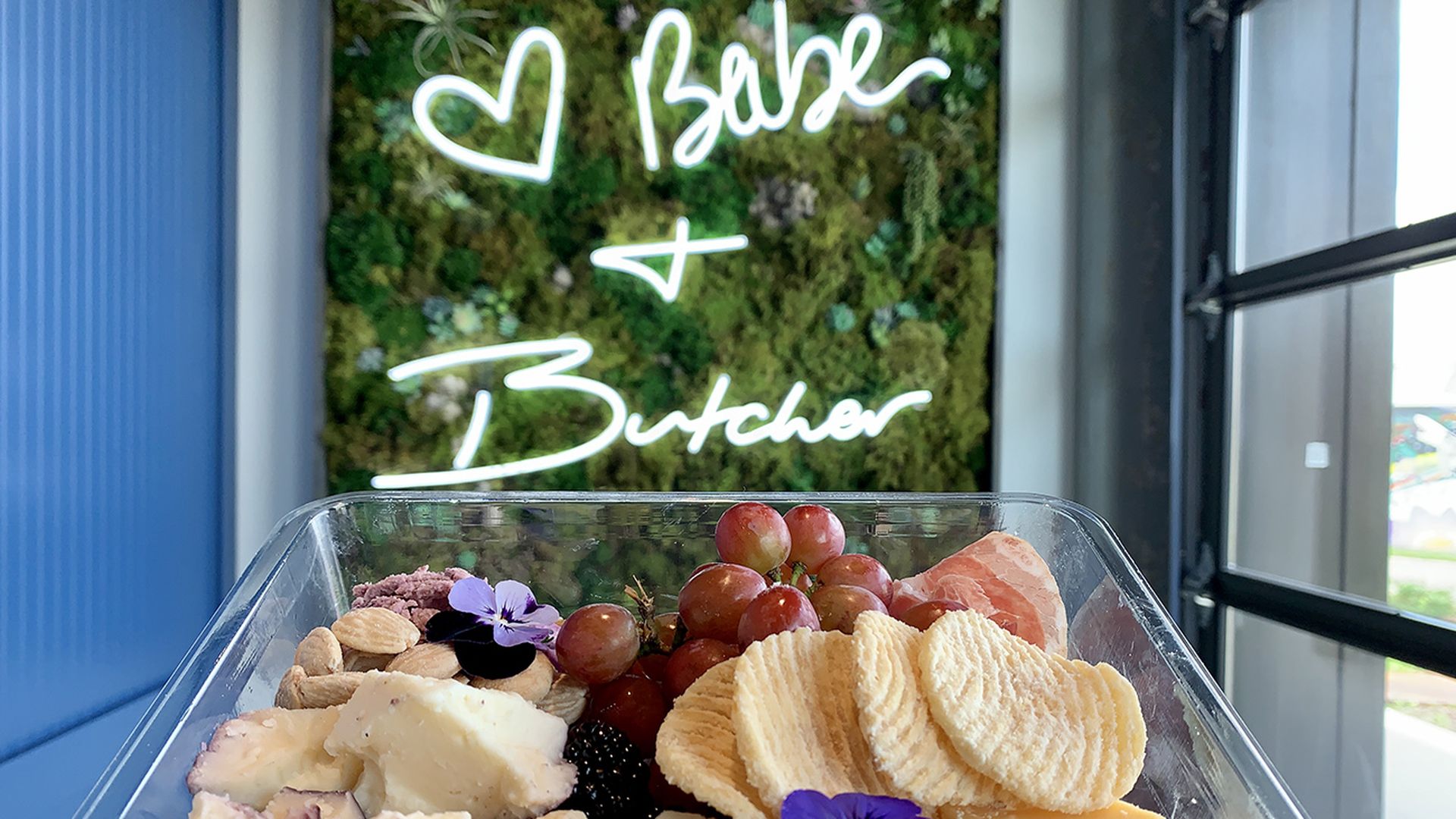 grapes and chips and cheese from Babe & Butcher