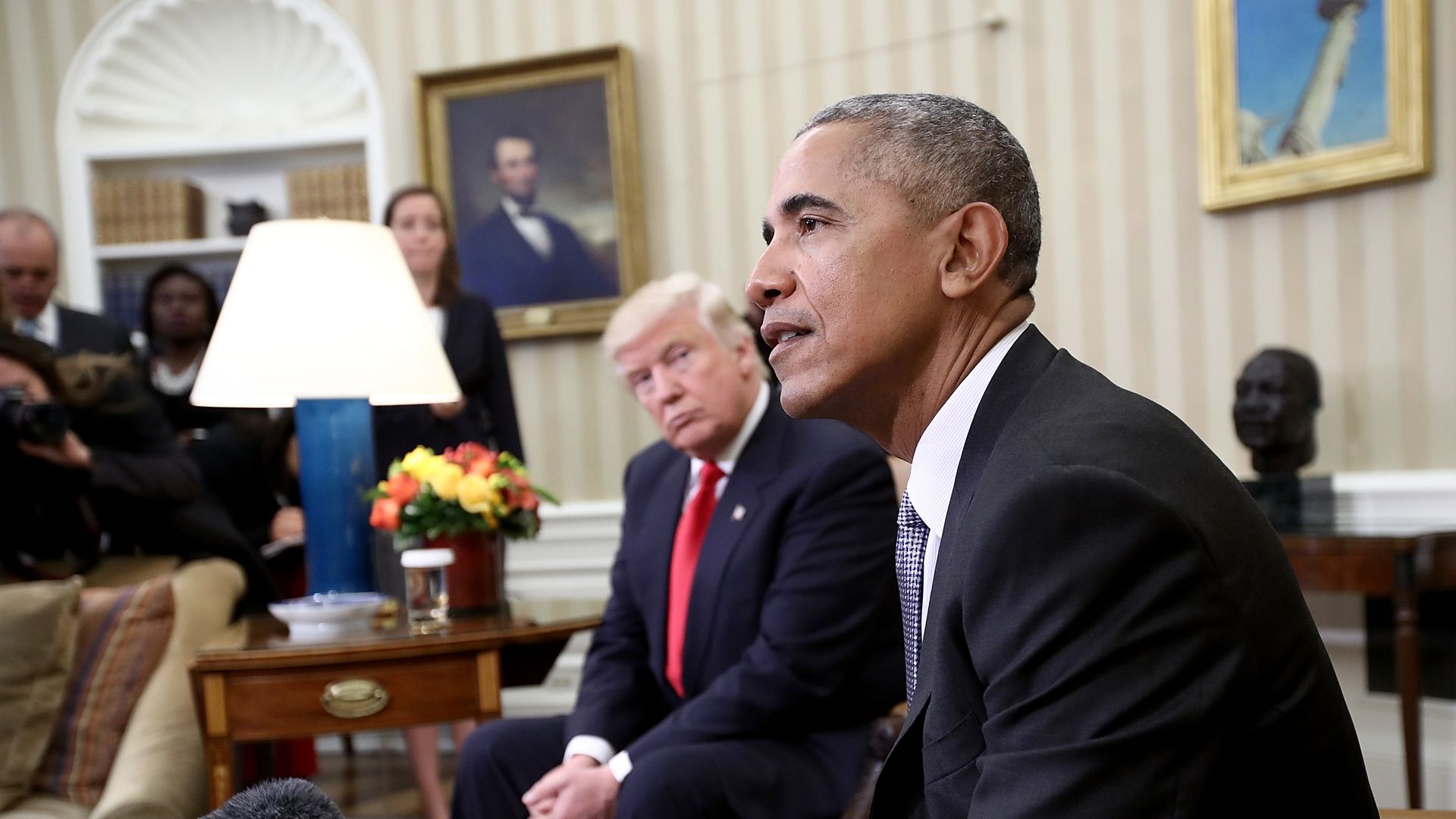 Trump and Obama in the Oval Office