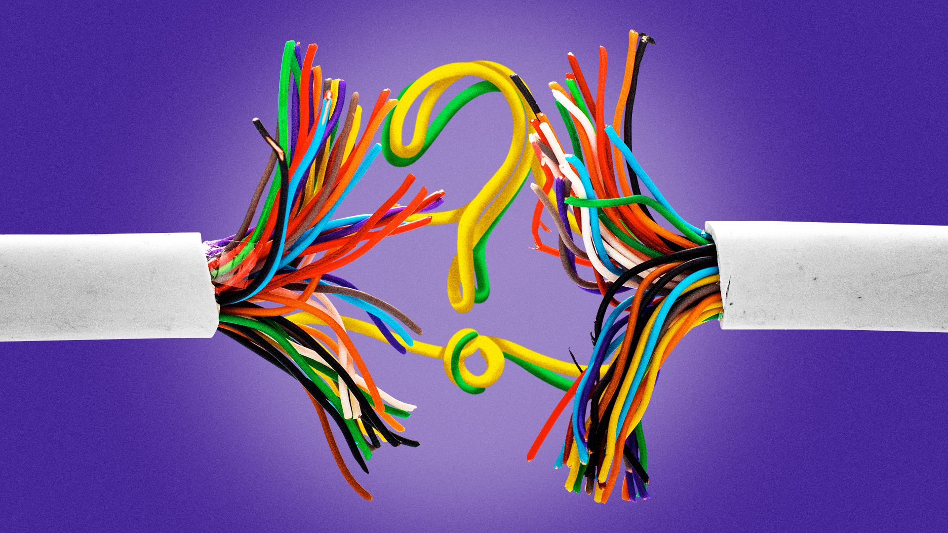 Illustration of a question mark formed between a splitting wire.