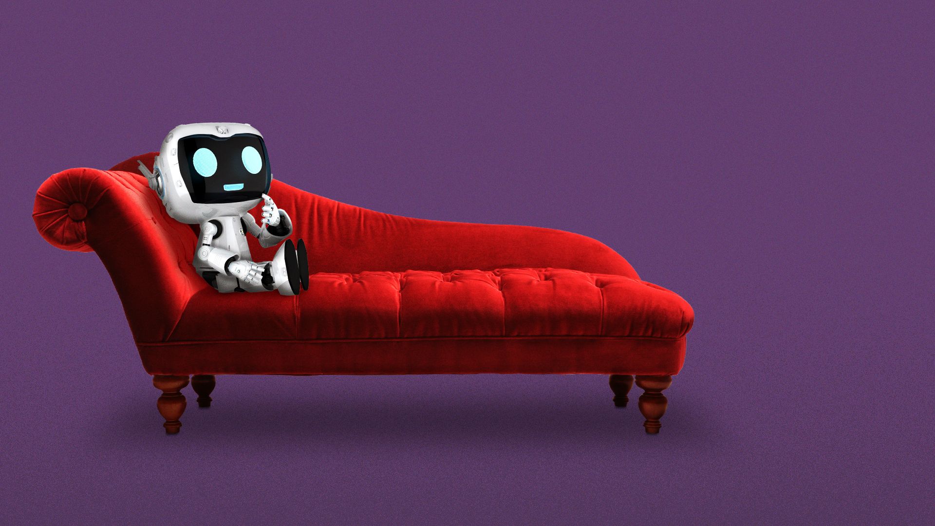 Illustration of a small robot sitting in a chaise lounge.