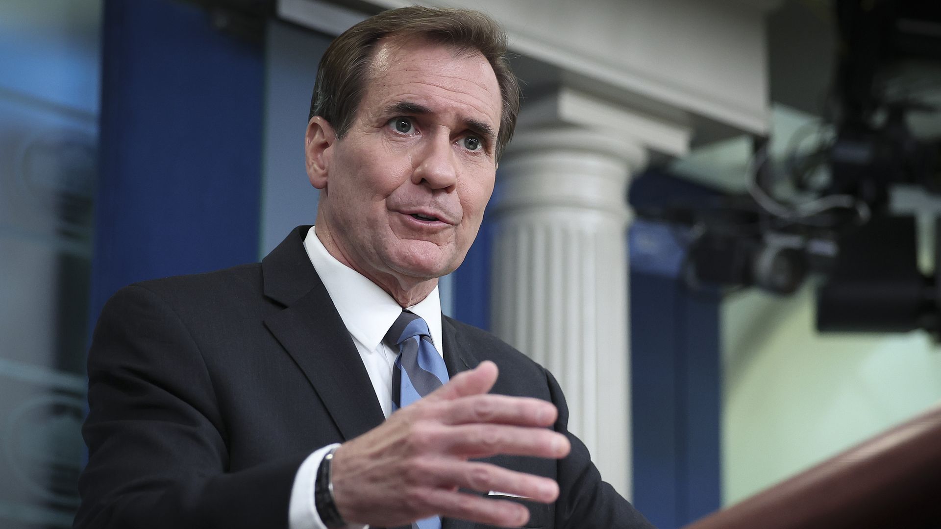 National Security Council spokesperson John Kirby speaking to reporters in the White House on Aug. 4.