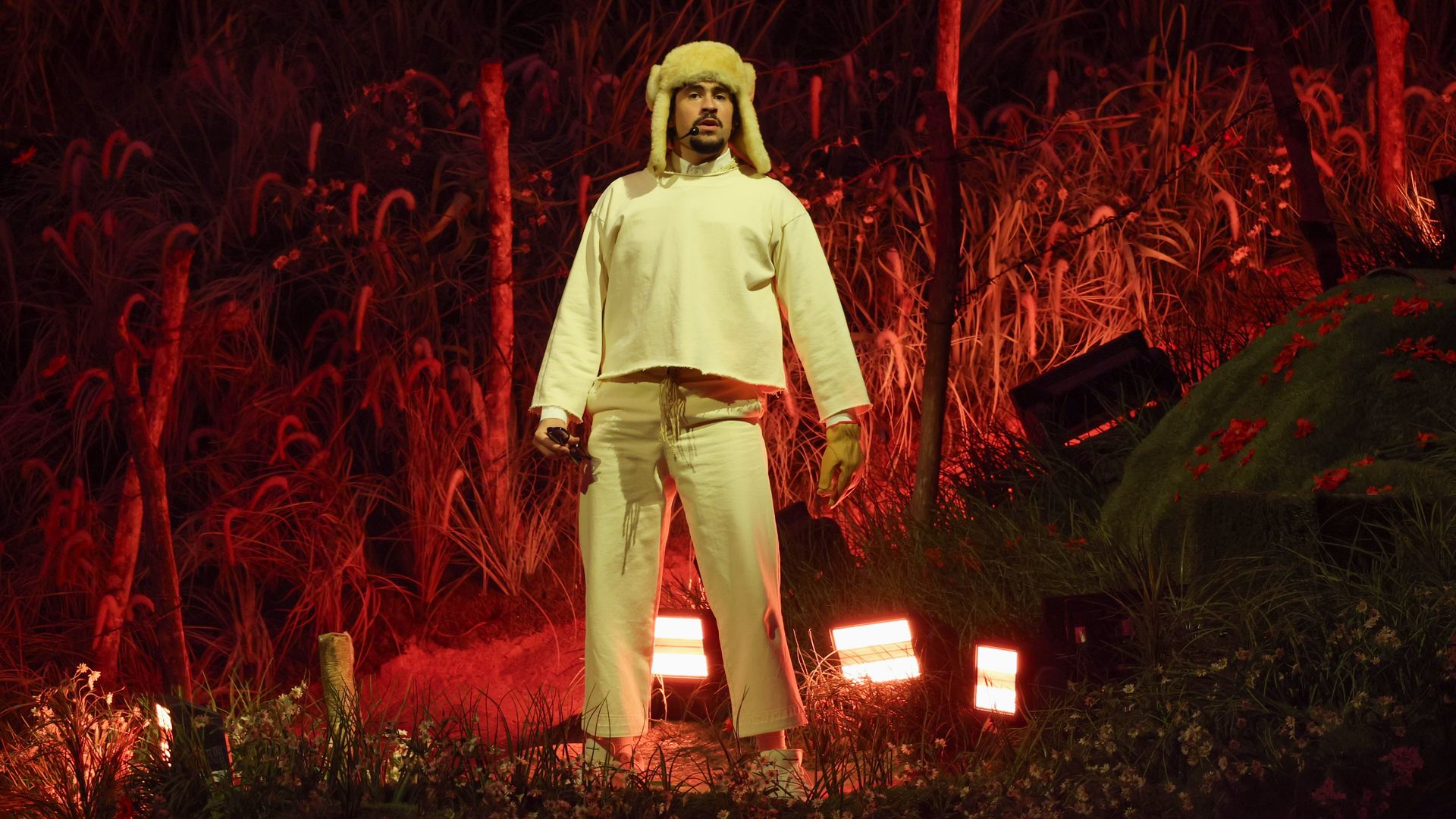 Bad Bunny performs onstage during Night One of Bad Bunny: "No Me Quiero Ir De Aqui" Residencia En El Choli at Coliseo de Puerto Rico José Miguel Agrelot on July 11, 2025 in San Juan, Puerto Rico.