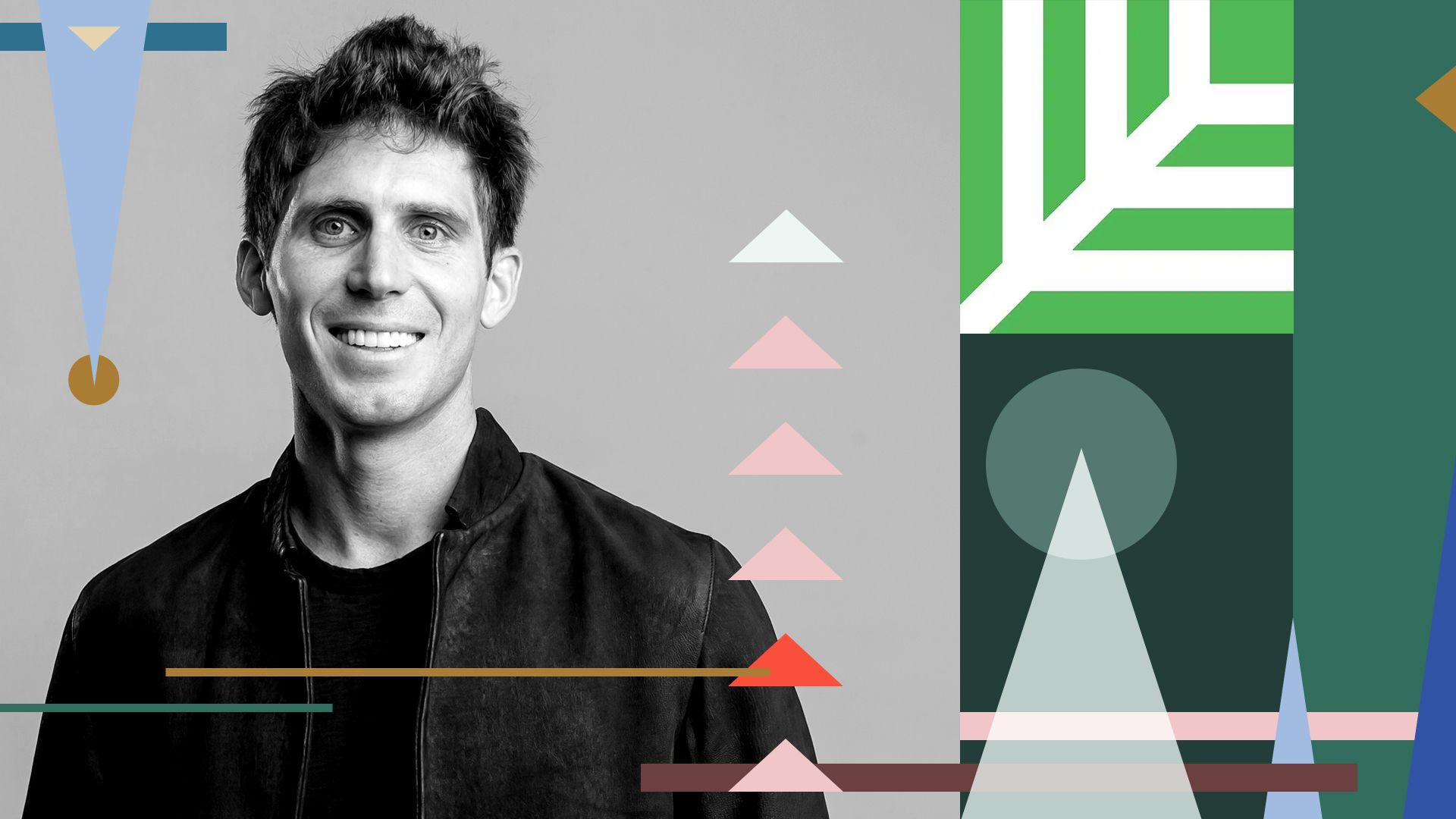 Photo illustration of Shaun Maguire and abstract shapes.