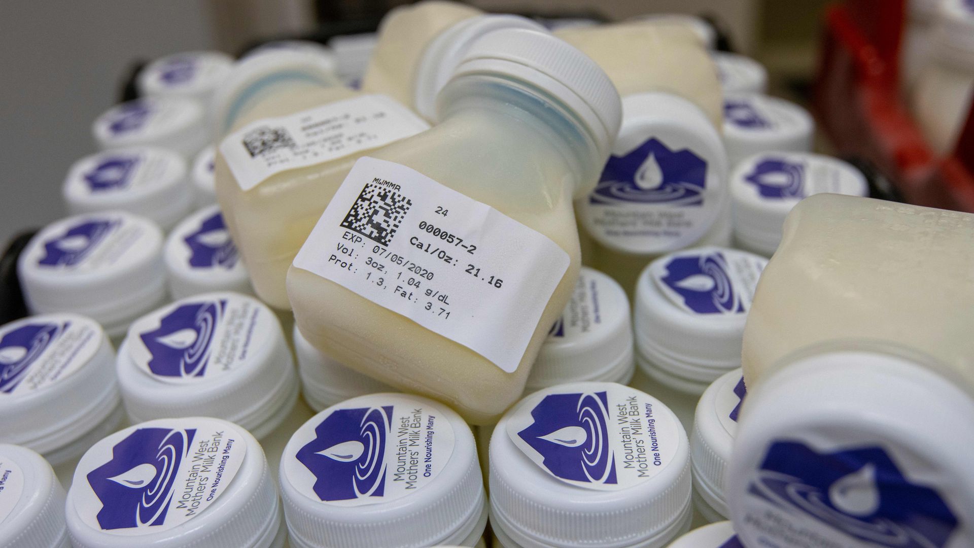 Bottles with donated breast milk.